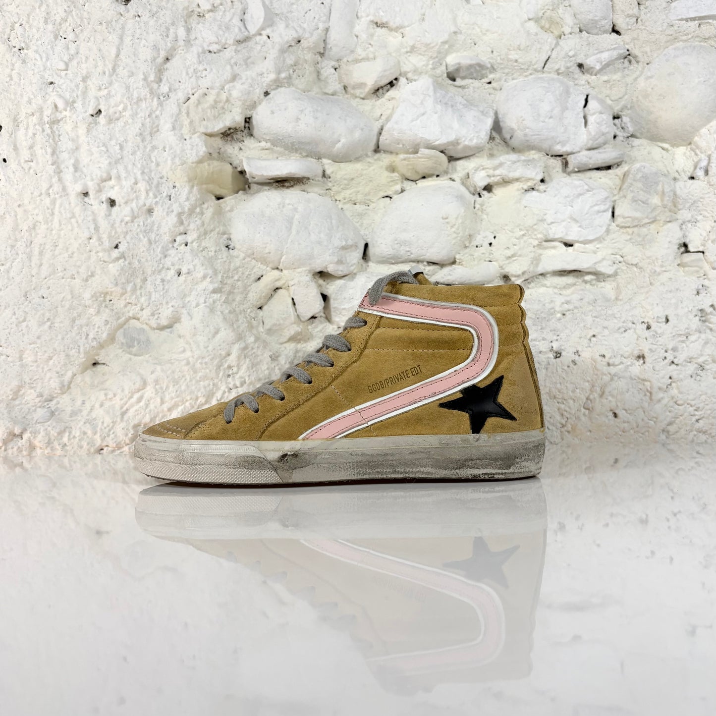 Golden goose Slide sabbia e striscia rosa LTD 38