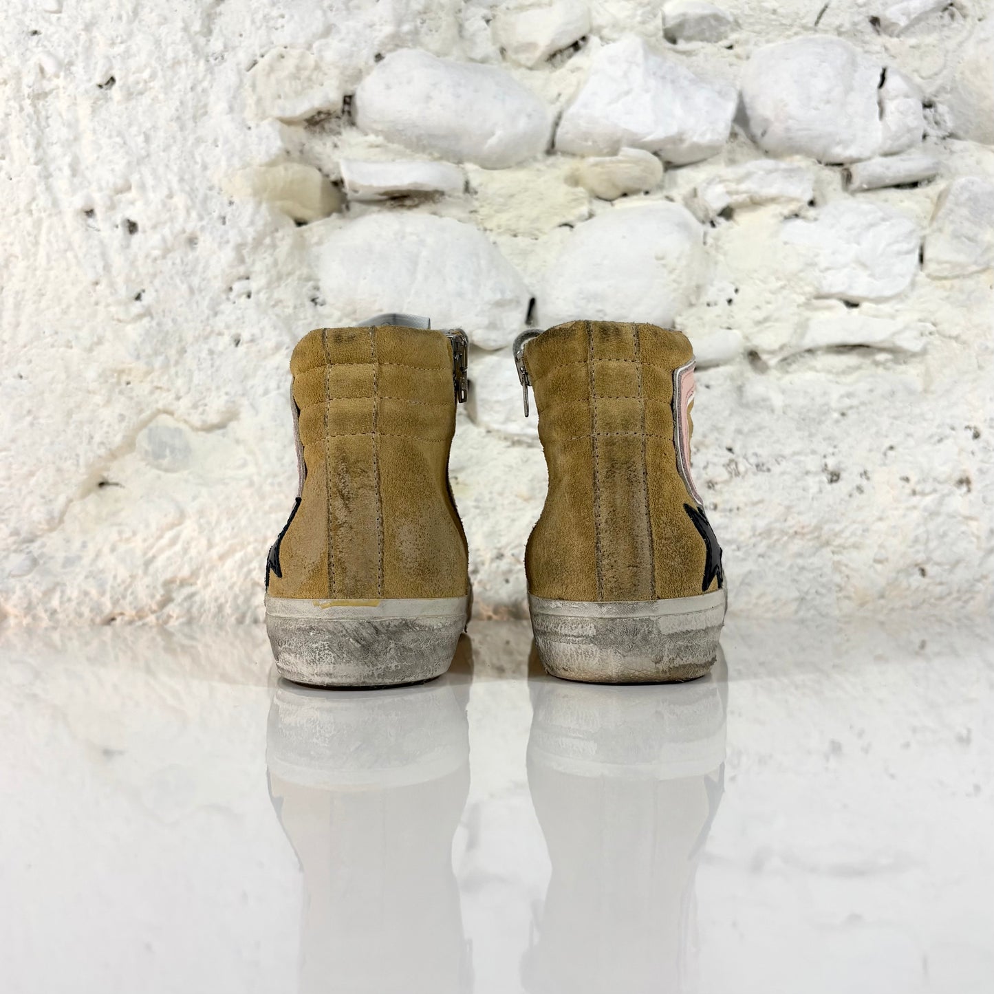 Golden goose Slide sabbia e striscia rosa LTD 38