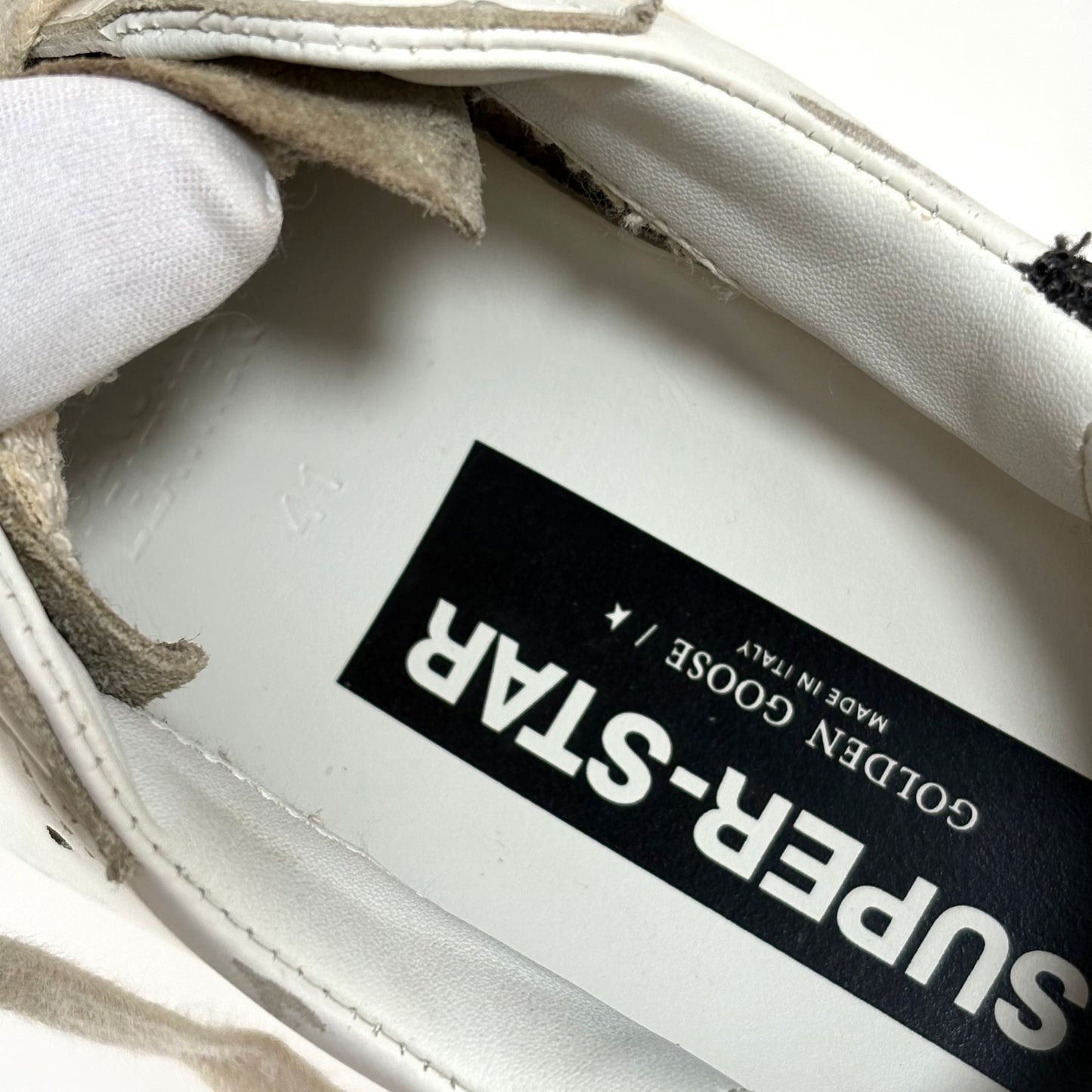 Golden goose Superstar bianche con stella argento e talloncini neri brillantanti 41
