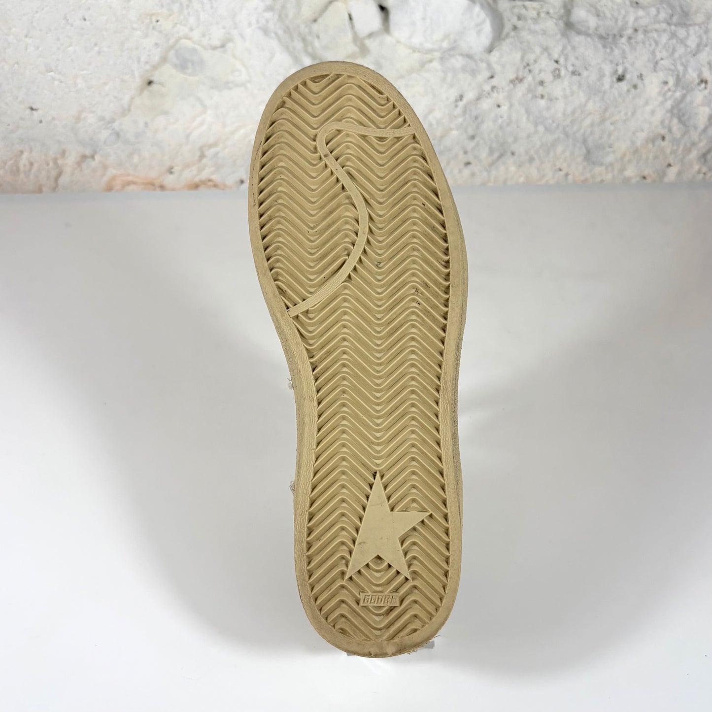 Golden goose Ballstar sabot bianche con stella rosa e lacci glitterati argento 39