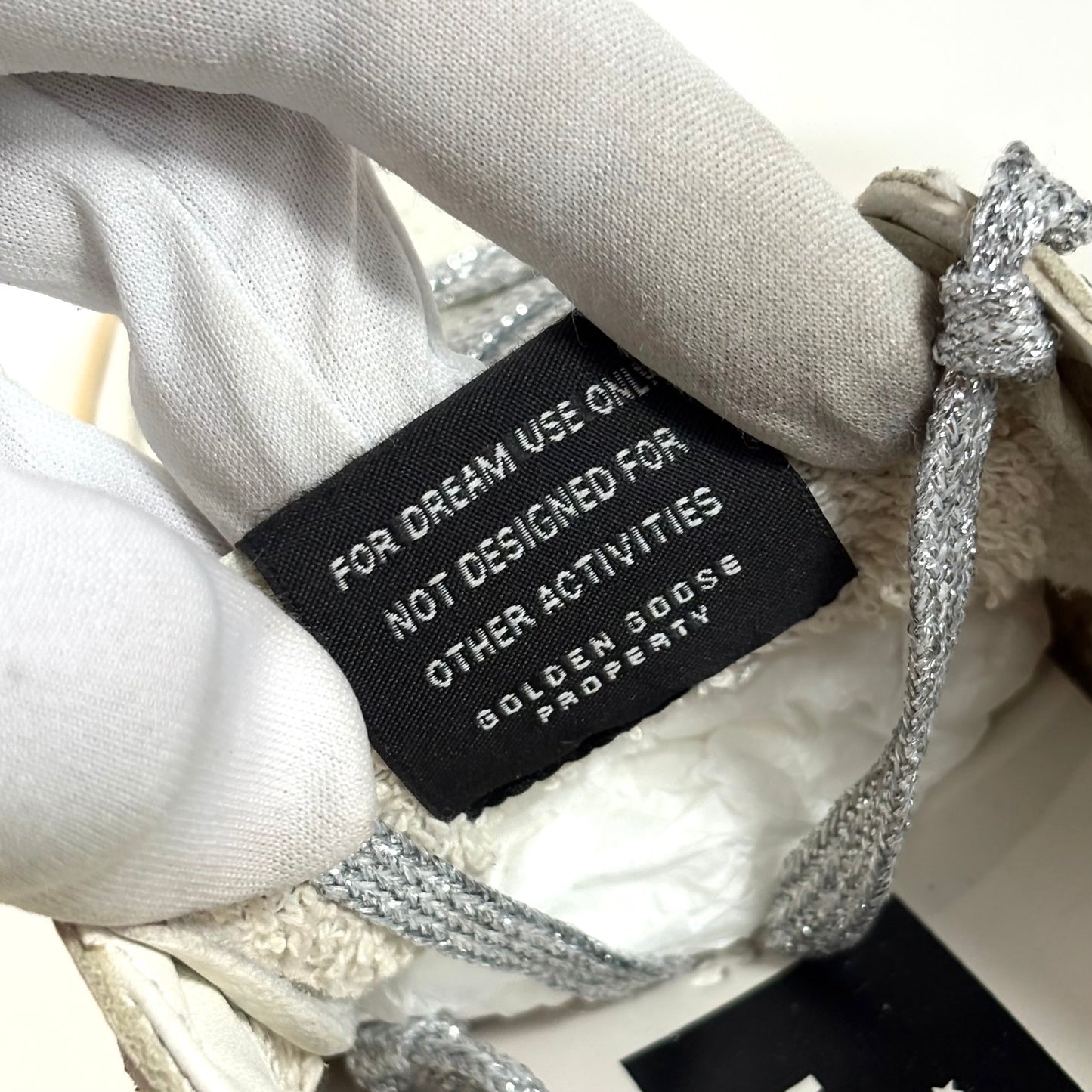 Golden goose Ballstar sabot bianche con stella rosa e lacci glitterati argento 39