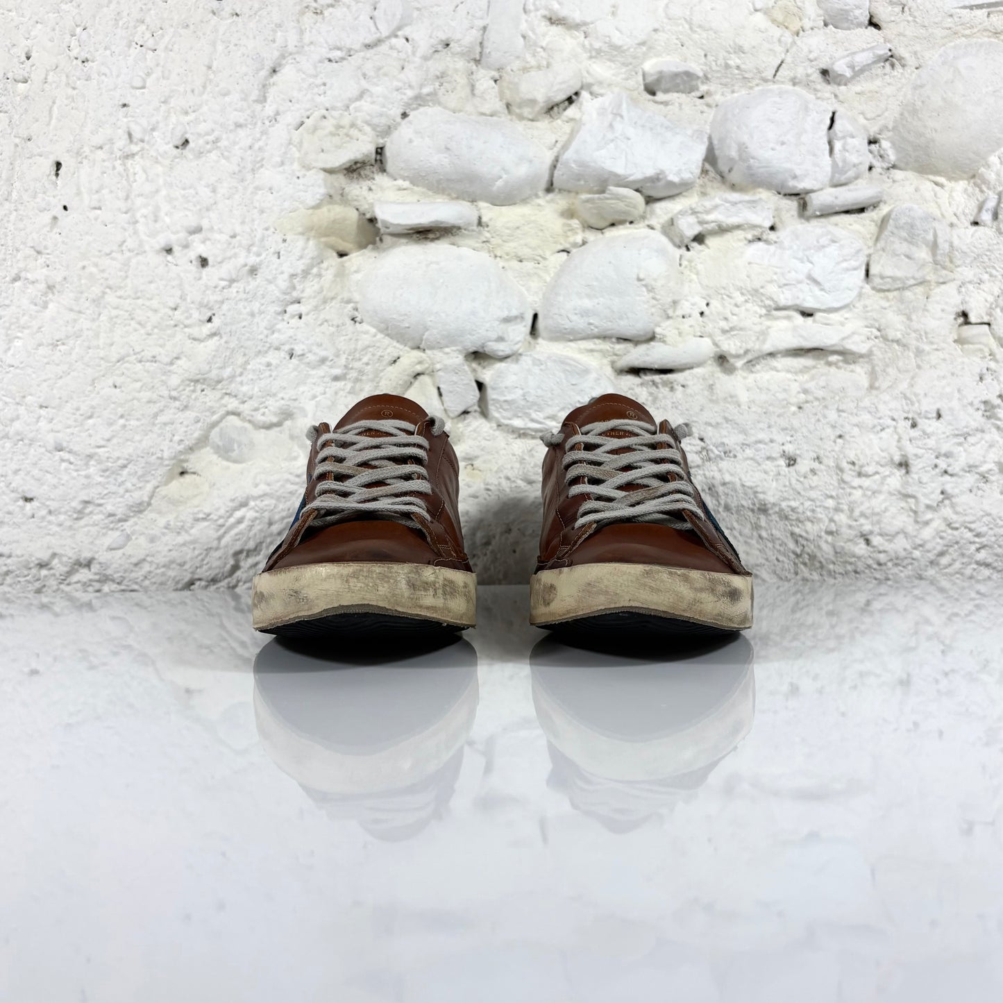 Golden goose Superstar marroni con stella blu 43