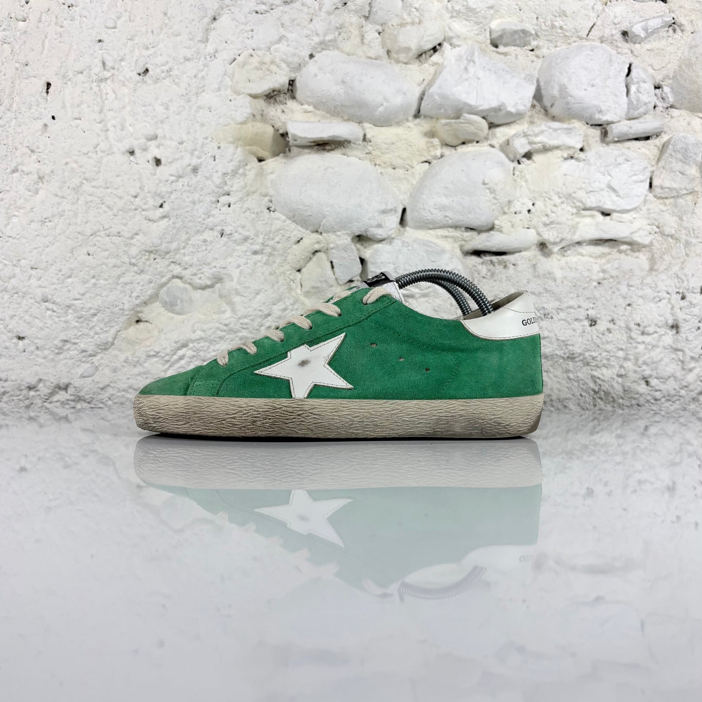 Golden goose Superstar verdi con stella e talloncini bianchi 38