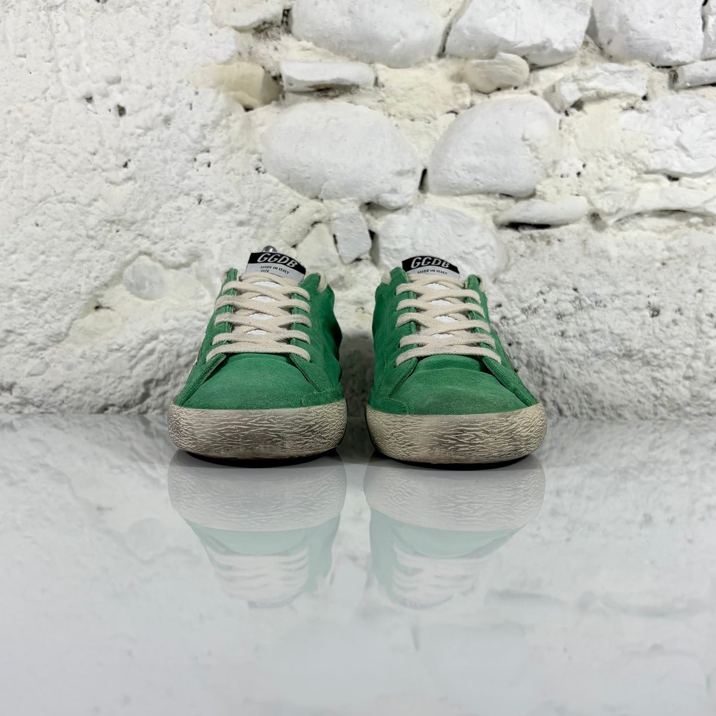 Golden goose Superstar verdi con stella e talloncini bianchi 38