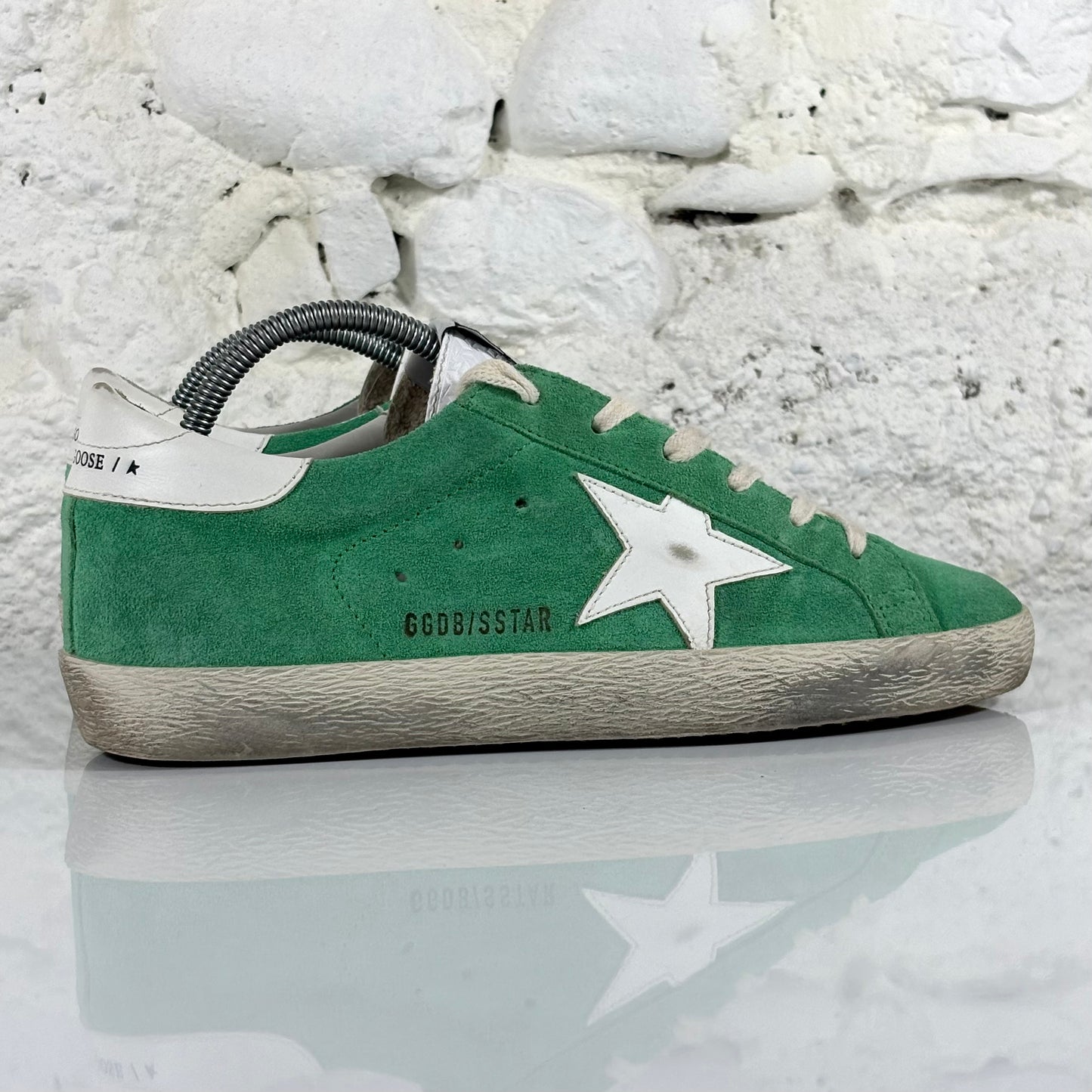 Golden goose Superstar verdi con stella e talloncini bianchi 38