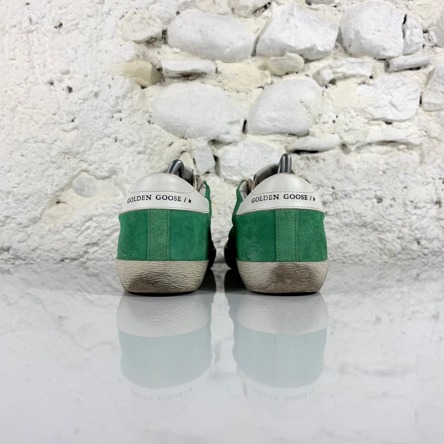 Golden goose Superstar verdi con stella e talloncini bianchi 38