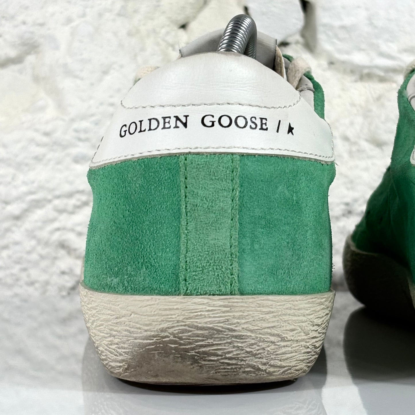 Golden goose Superstar verdi con stella e talloncini bianchi 38