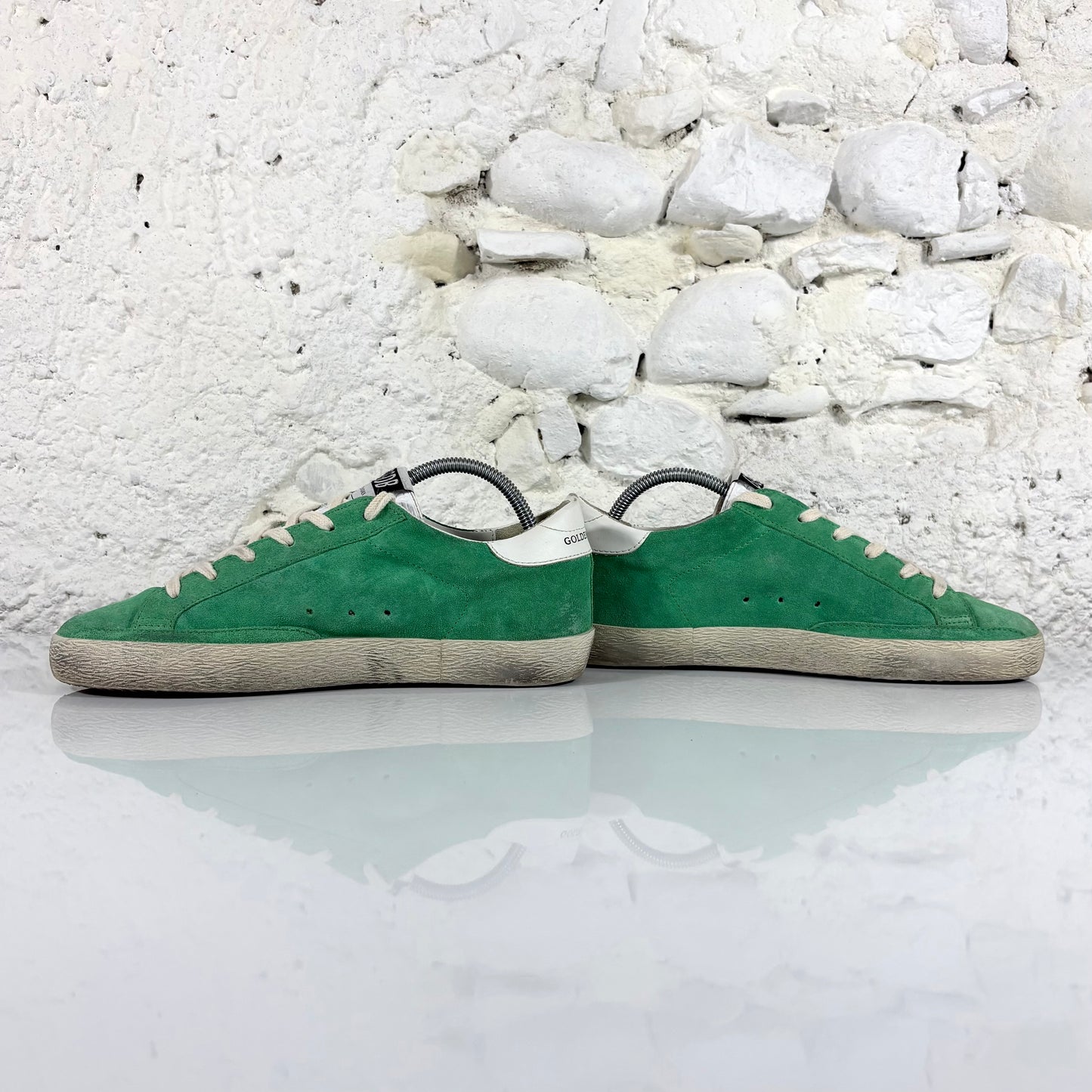 Golden goose Superstar verdi con stella e talloncini bianchi 38