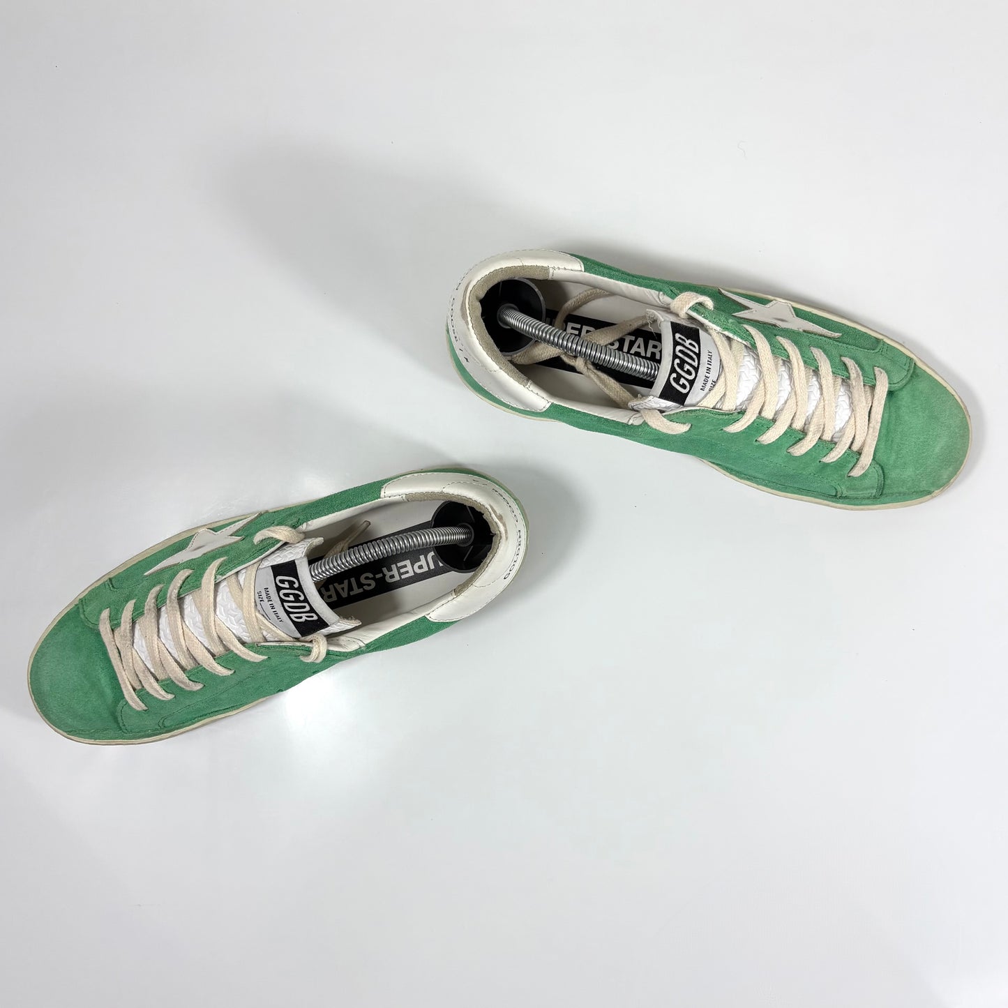 Golden goose Superstar verdi con stella e talloncini bianchi 38