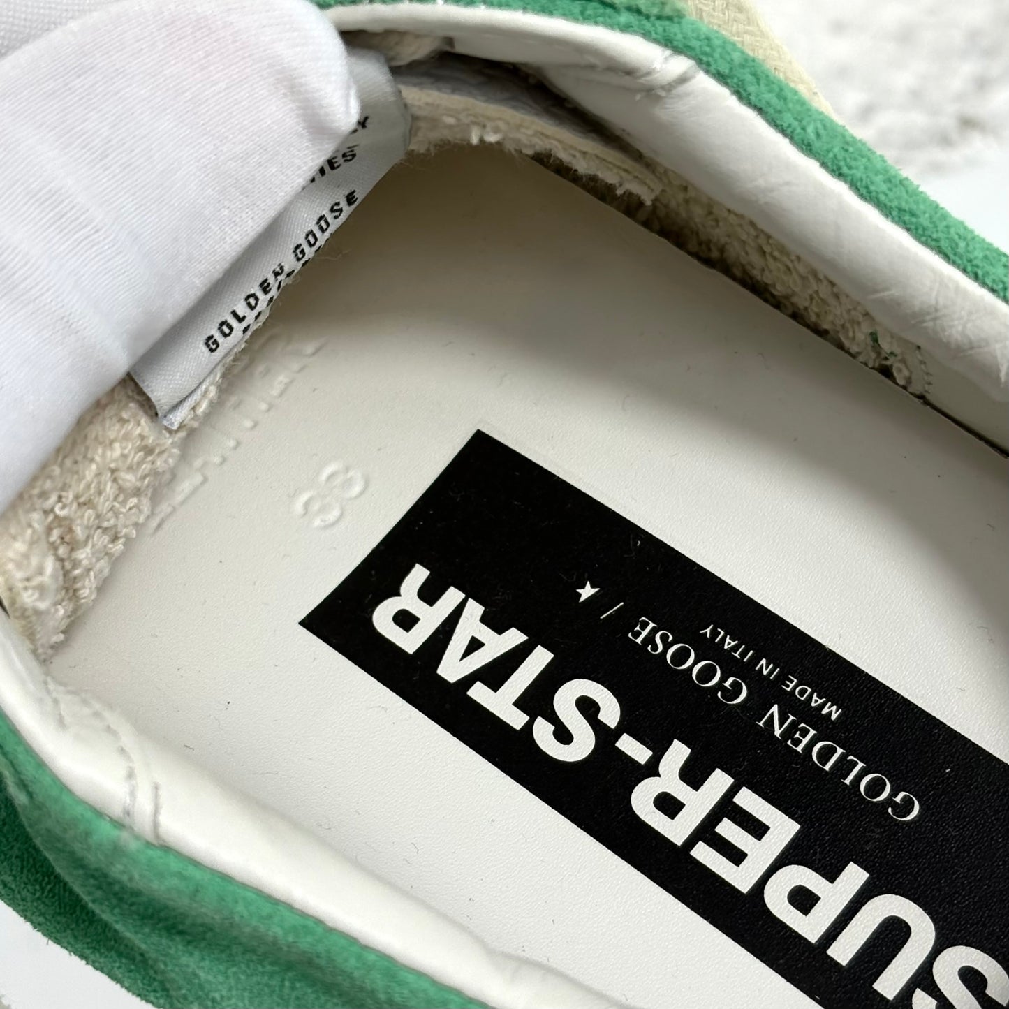 Golden goose Superstar verdi con stella e talloncini bianchi 38