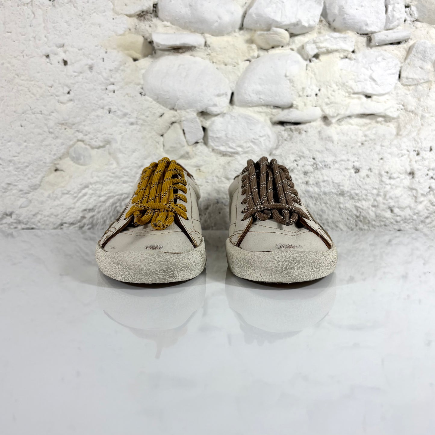 Golden goose True Star bianche con stella oro e talloncini beige 41