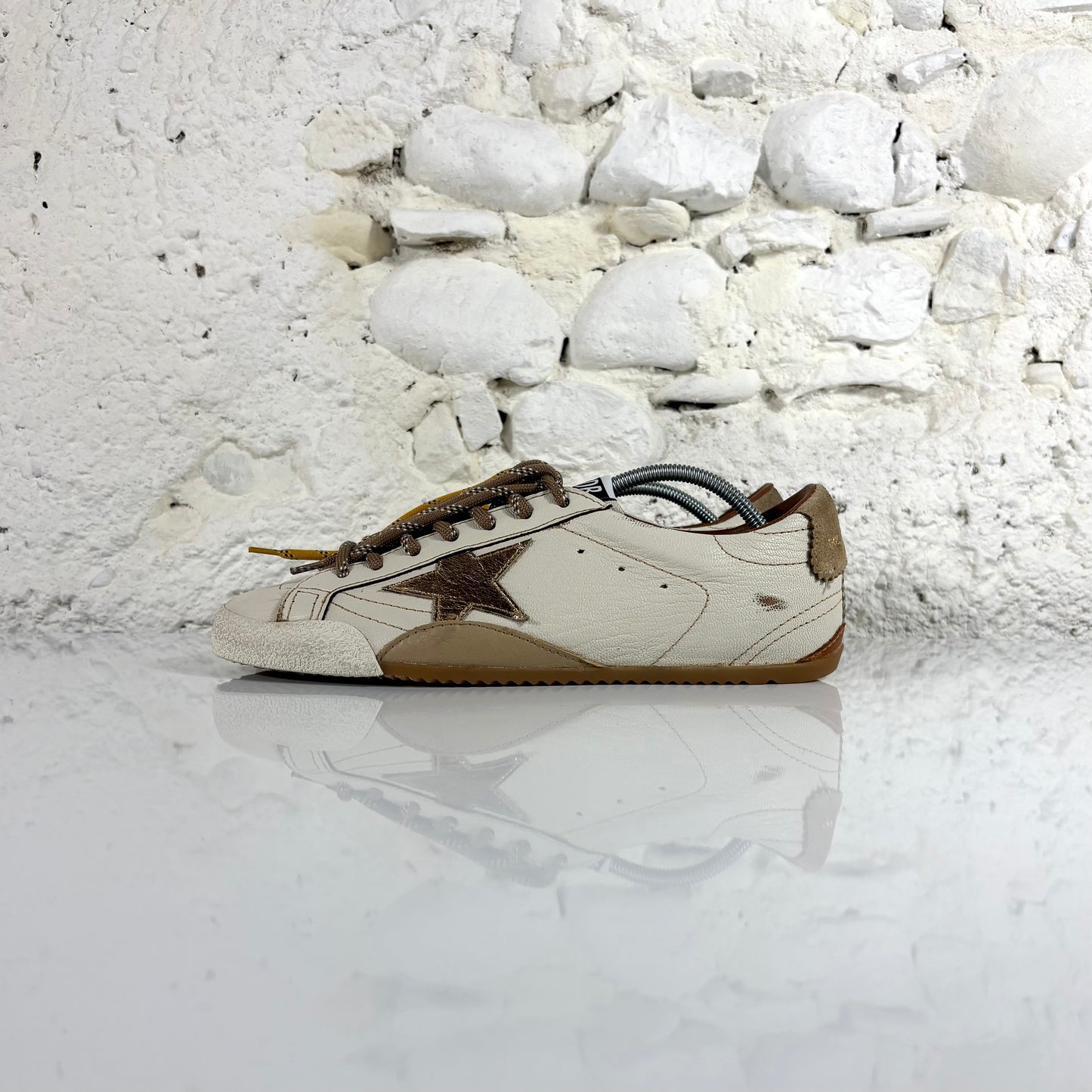 Golden goose True Star bianche con stella oro e talloncini beige 41