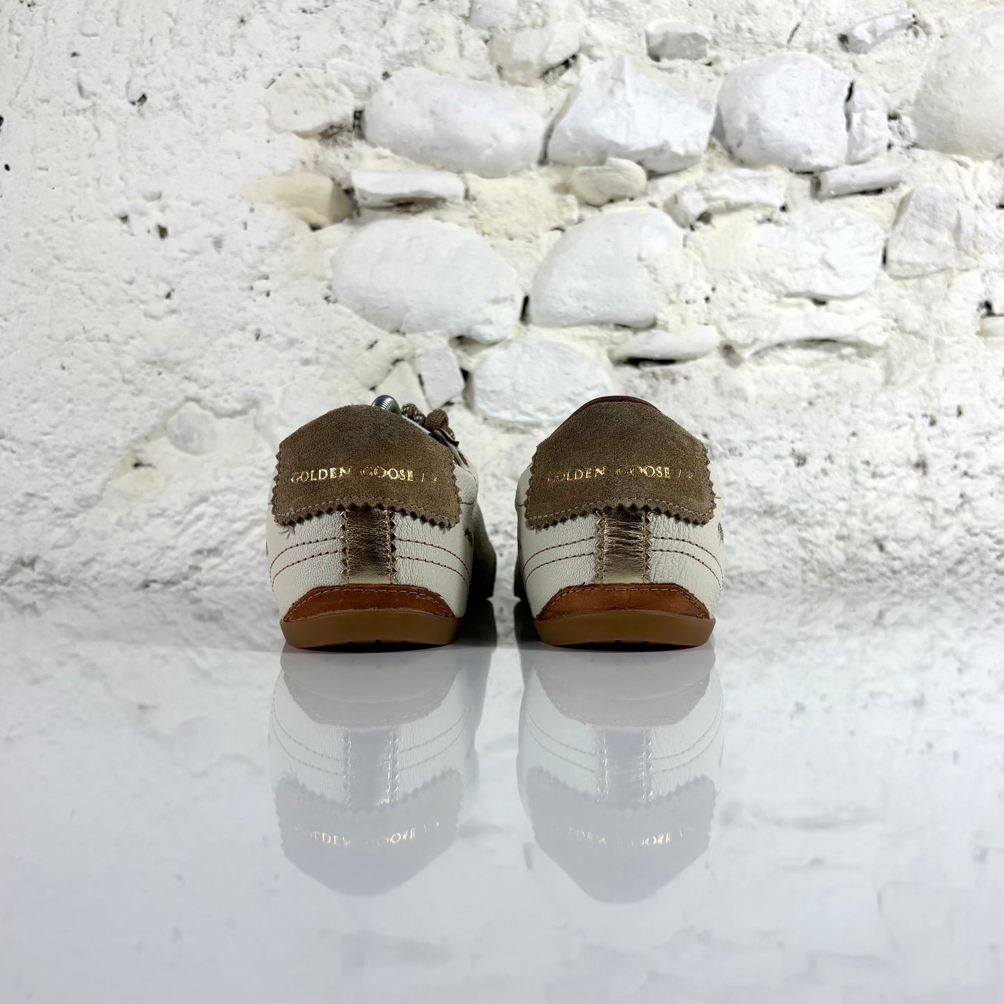 Golden goose True Star bianche con stella oro e talloncini beige 41
