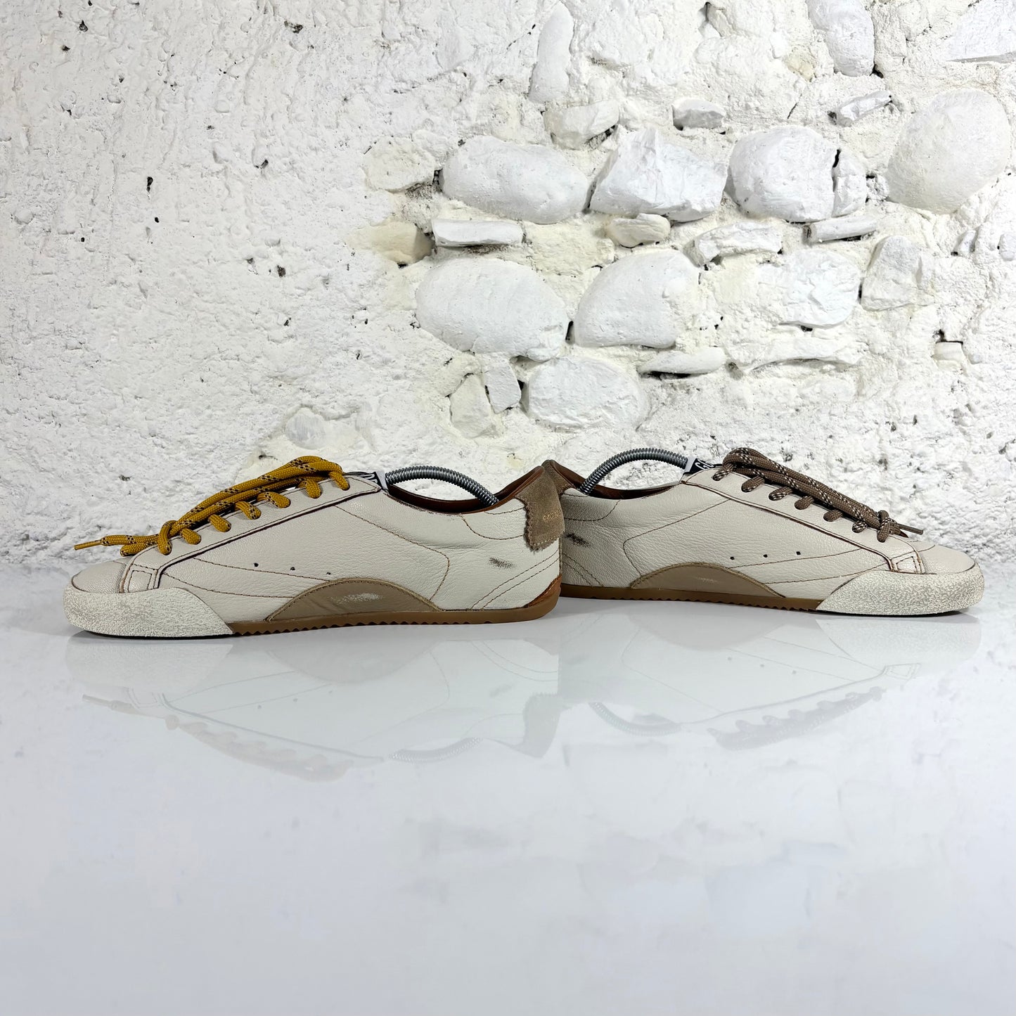 Golden goose True Star bianche con stella oro e talloncini beige 41