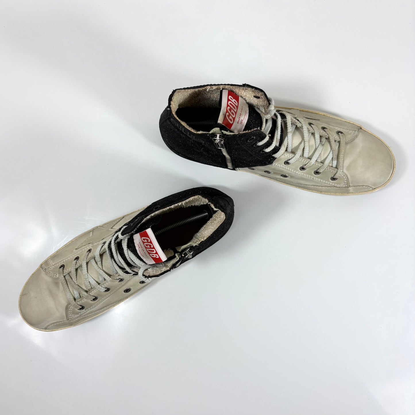 Golden goose Francy grigio avorio e nero glitter 42