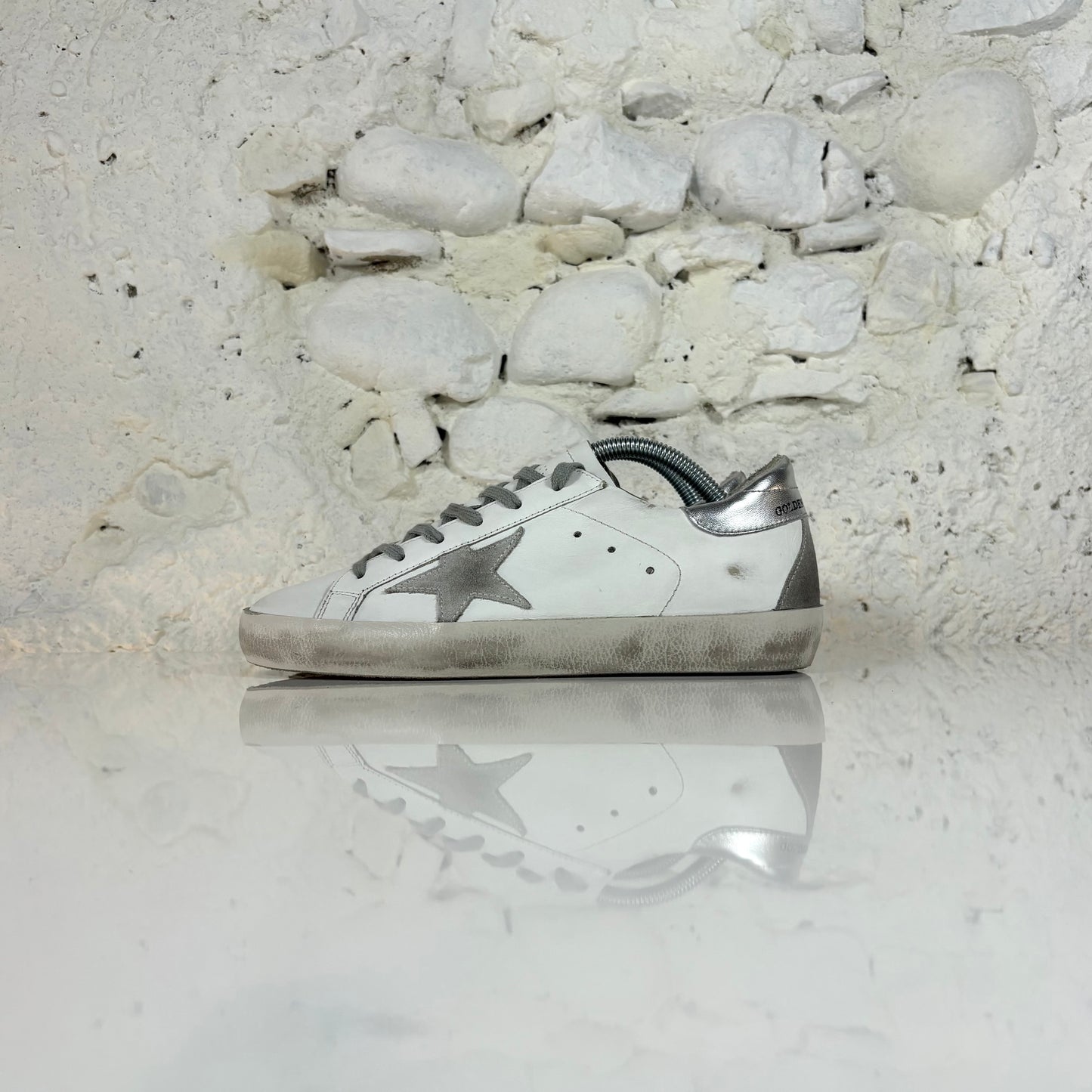 Golden goose Superstar bianche con talloncini argento 37