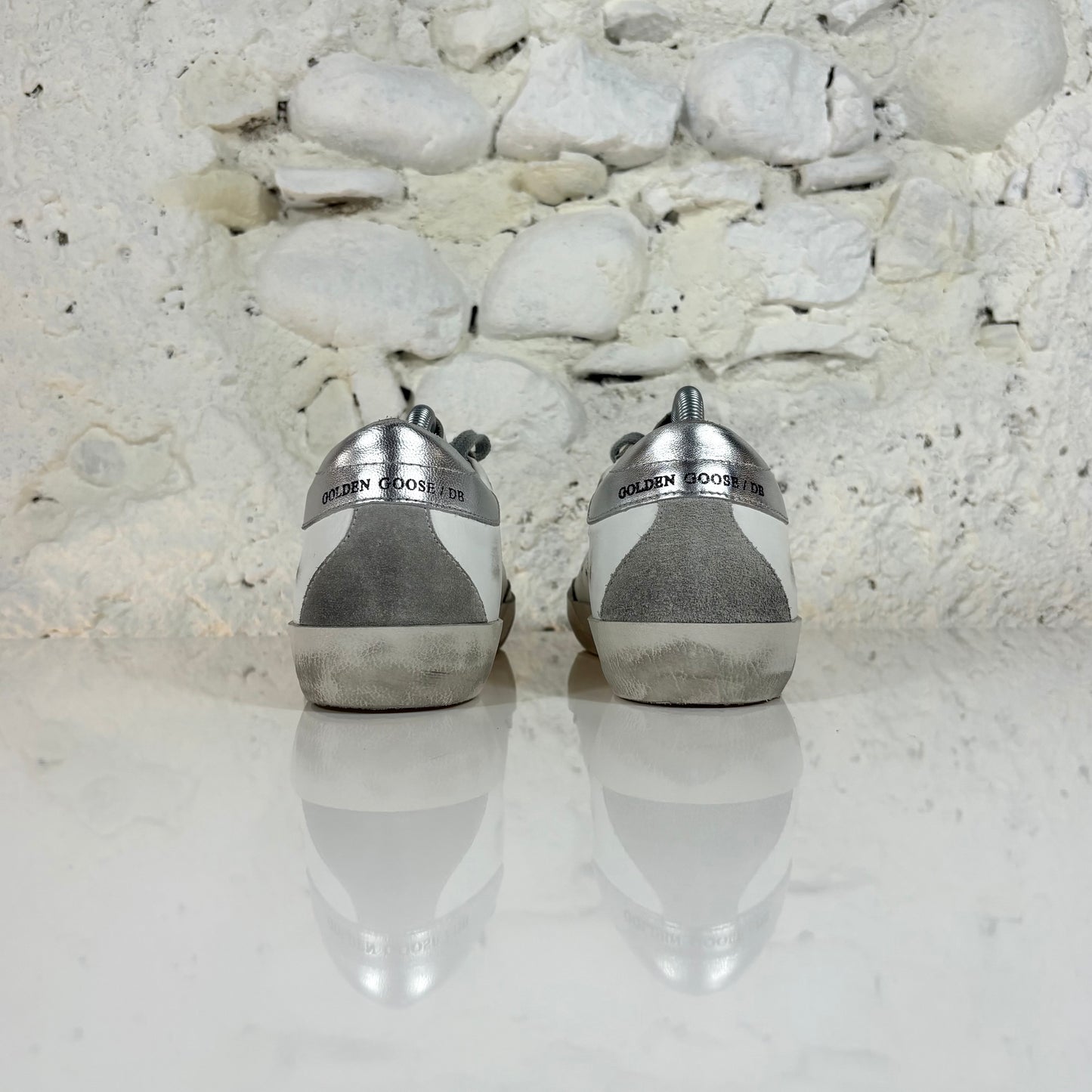 Golden goose Superstar bianche con talloncini argento 37