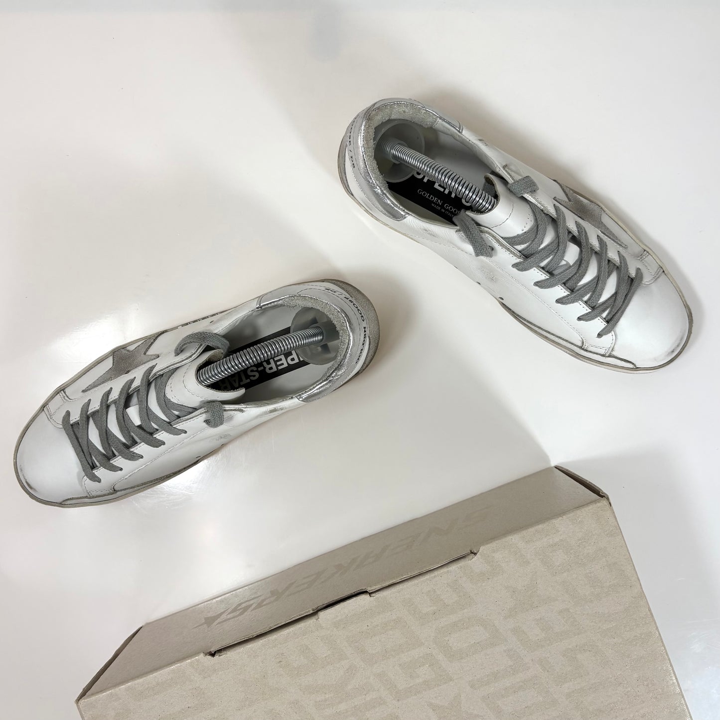 Golden goose Superstar bianche con talloncini argento 37