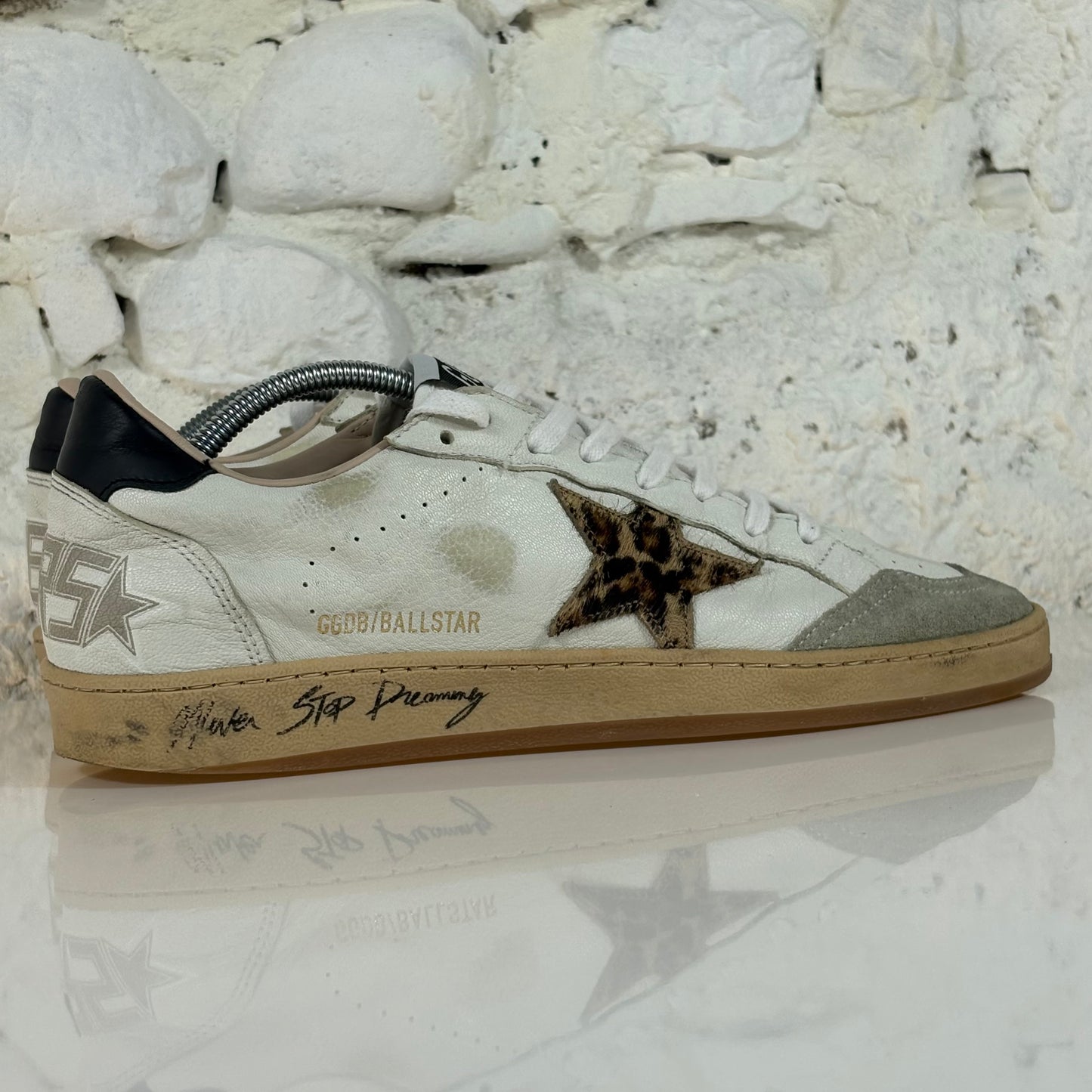 Golden goose Ballstar bianche con stella maculata e talloncini neri 41