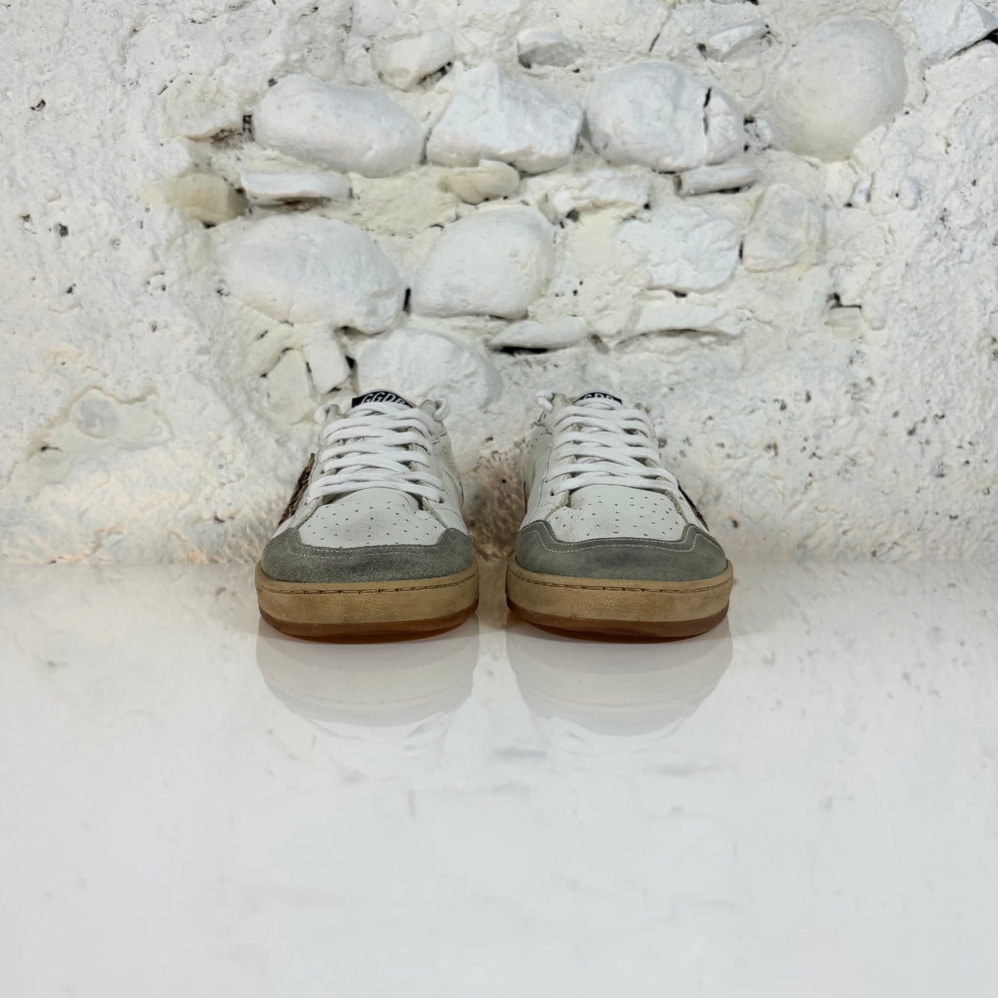 Golden goose Ballstar bianche con stella maculata e talloncini neri 41