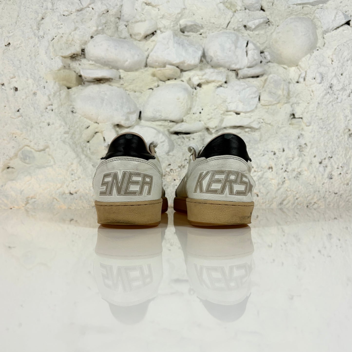 Golden goose Ballstar bianche con stella maculata e talloncini neri 41