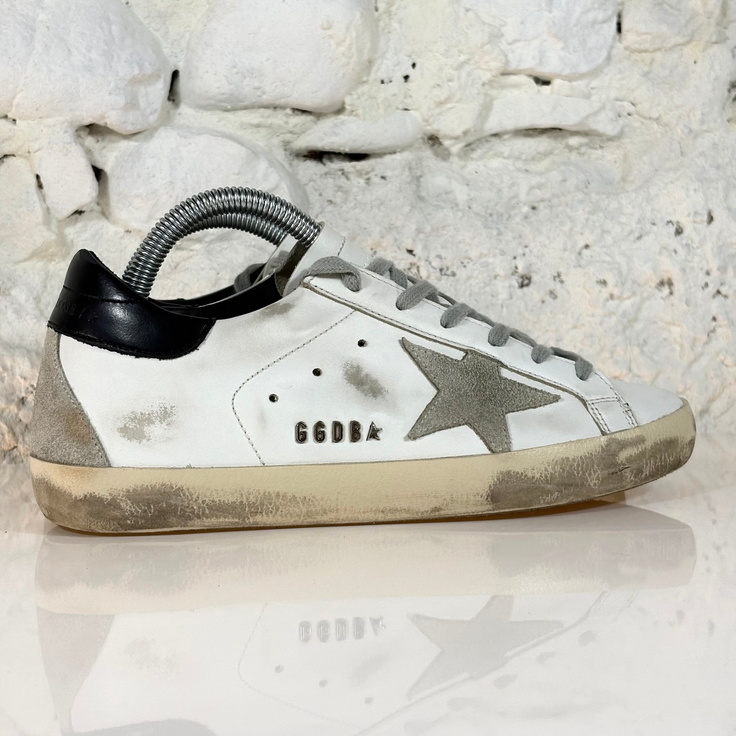 Golden goose Superstar classiche bianche con stella grigia e talloncini neri 36