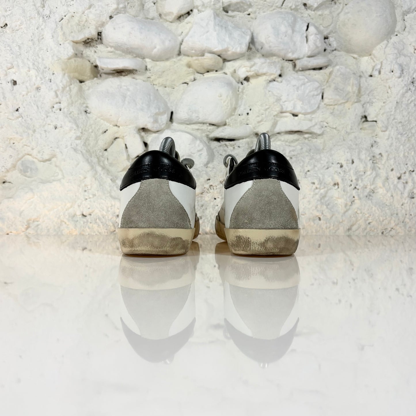 Golden goose Superstar classiche bianche con stella grigia e talloncini neri 36