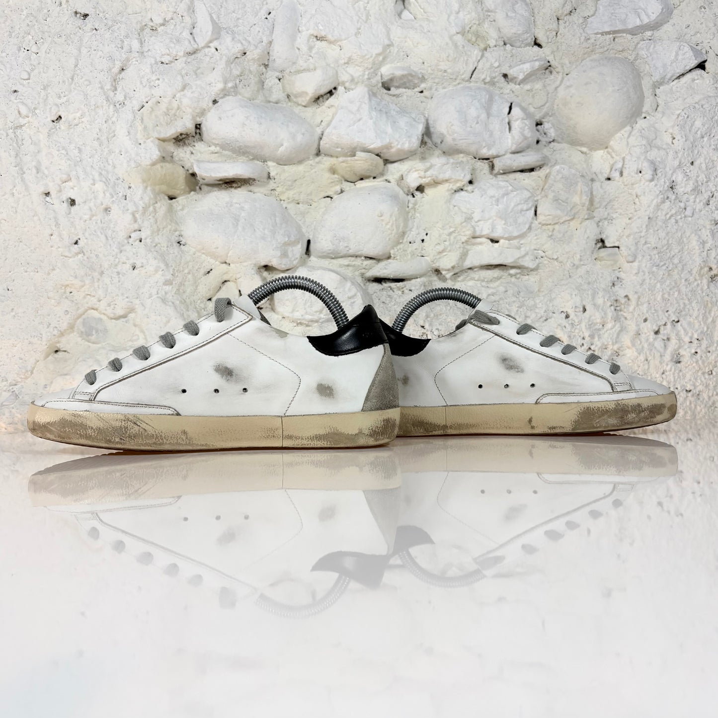 Golden goose Superstar classiche bianche con stella grigia e talloncini neri 36
