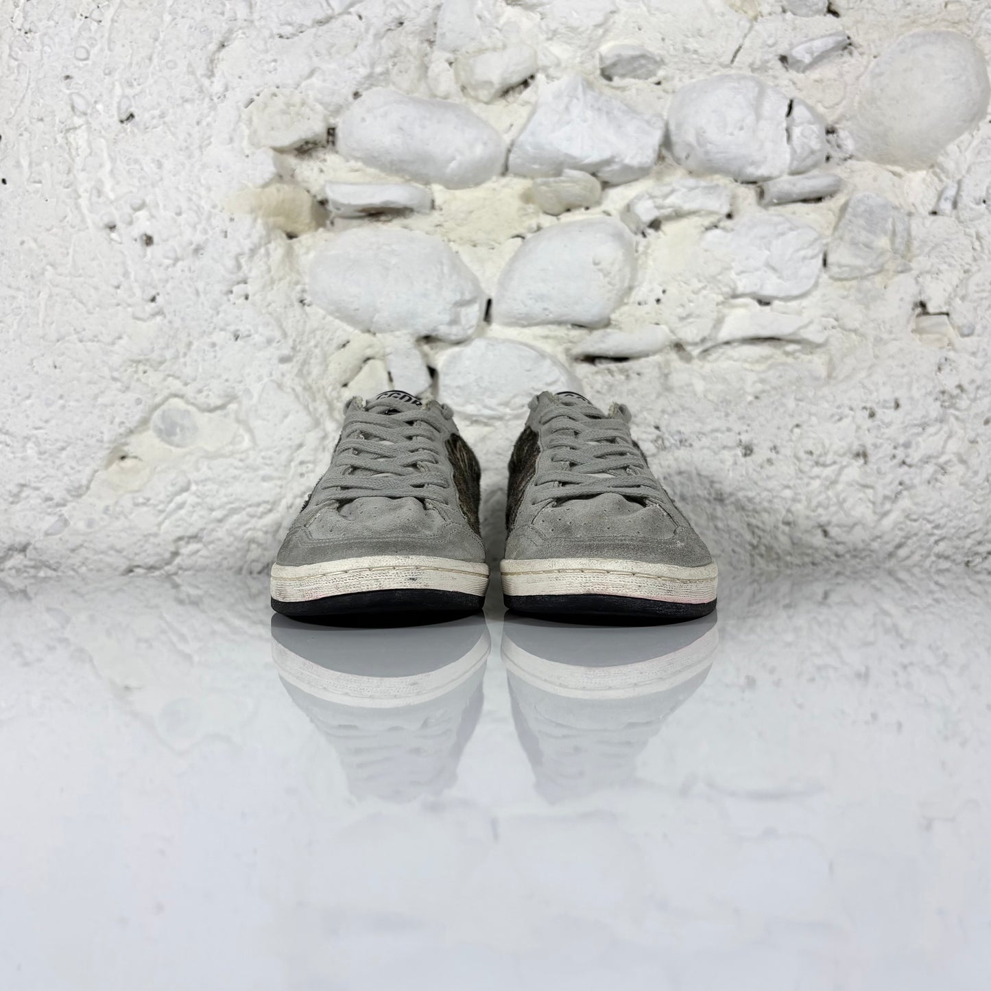 Golden goose Ballstar "zebrate" in cavallino con stella bianca e talloncini dorati 37
