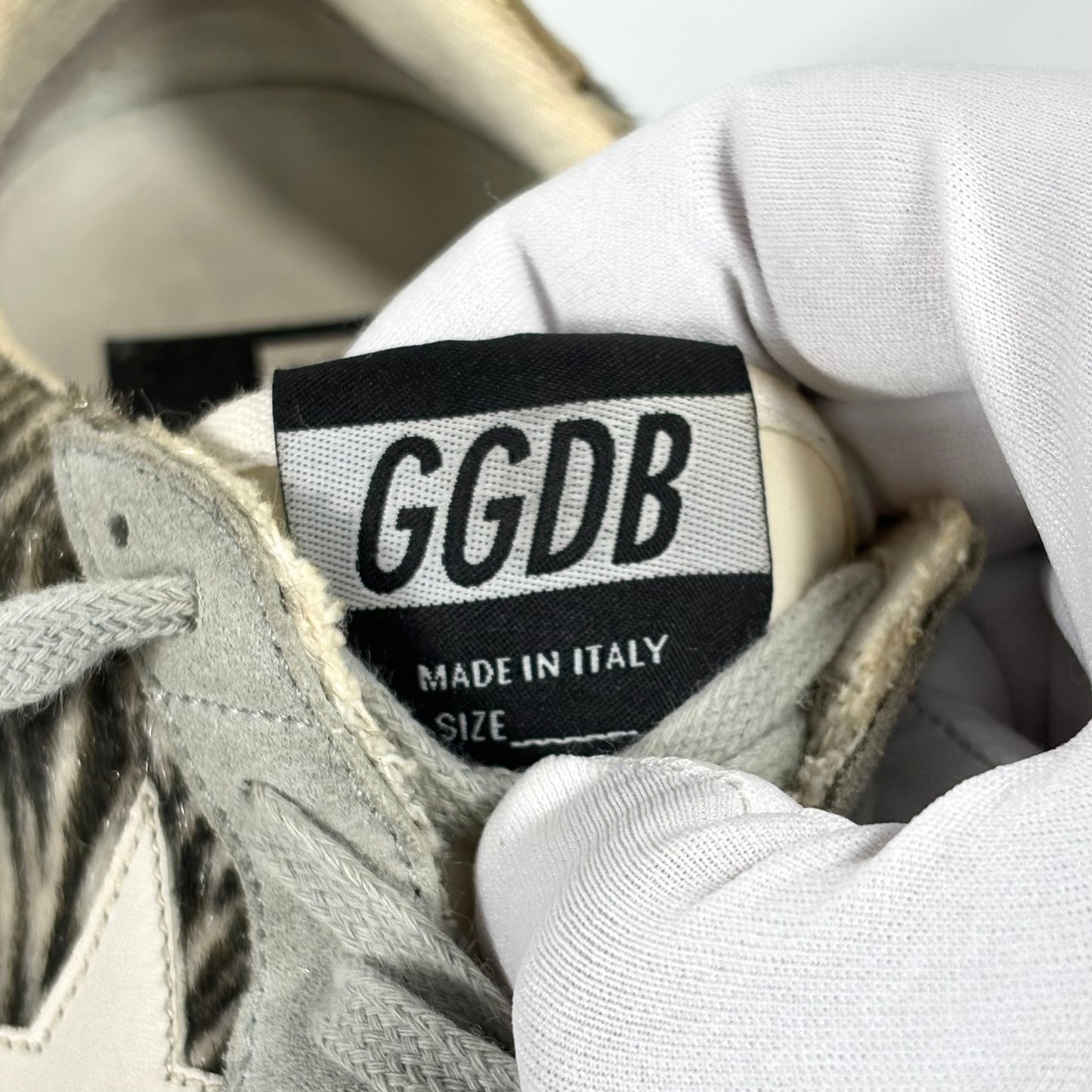 Golden goose Ballstar "zebrate" in cavallino con stella bianca e talloncini dorati 37