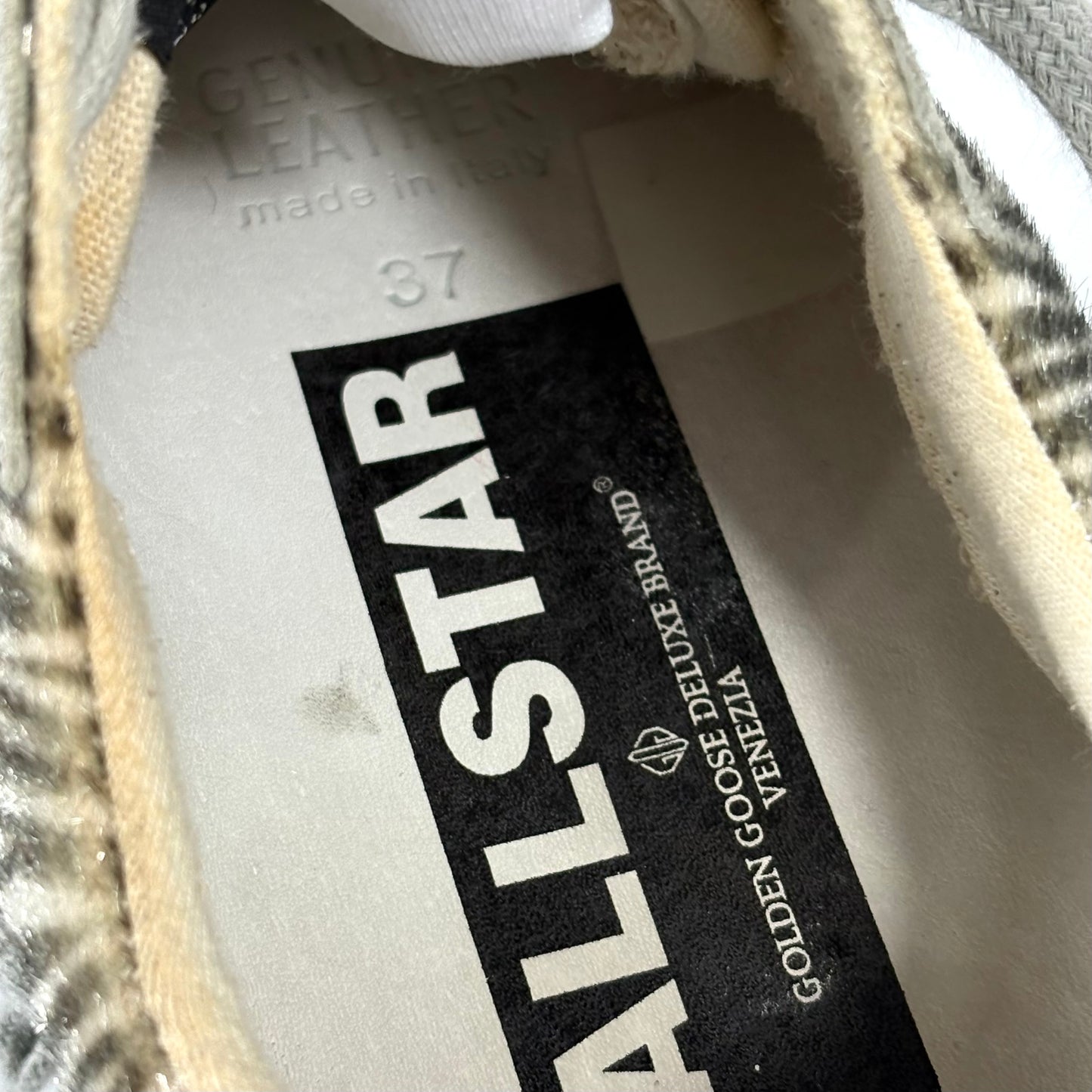 Golden goose Ballstar "zebrate" in cavallino con stella bianca e talloncini dorati 37