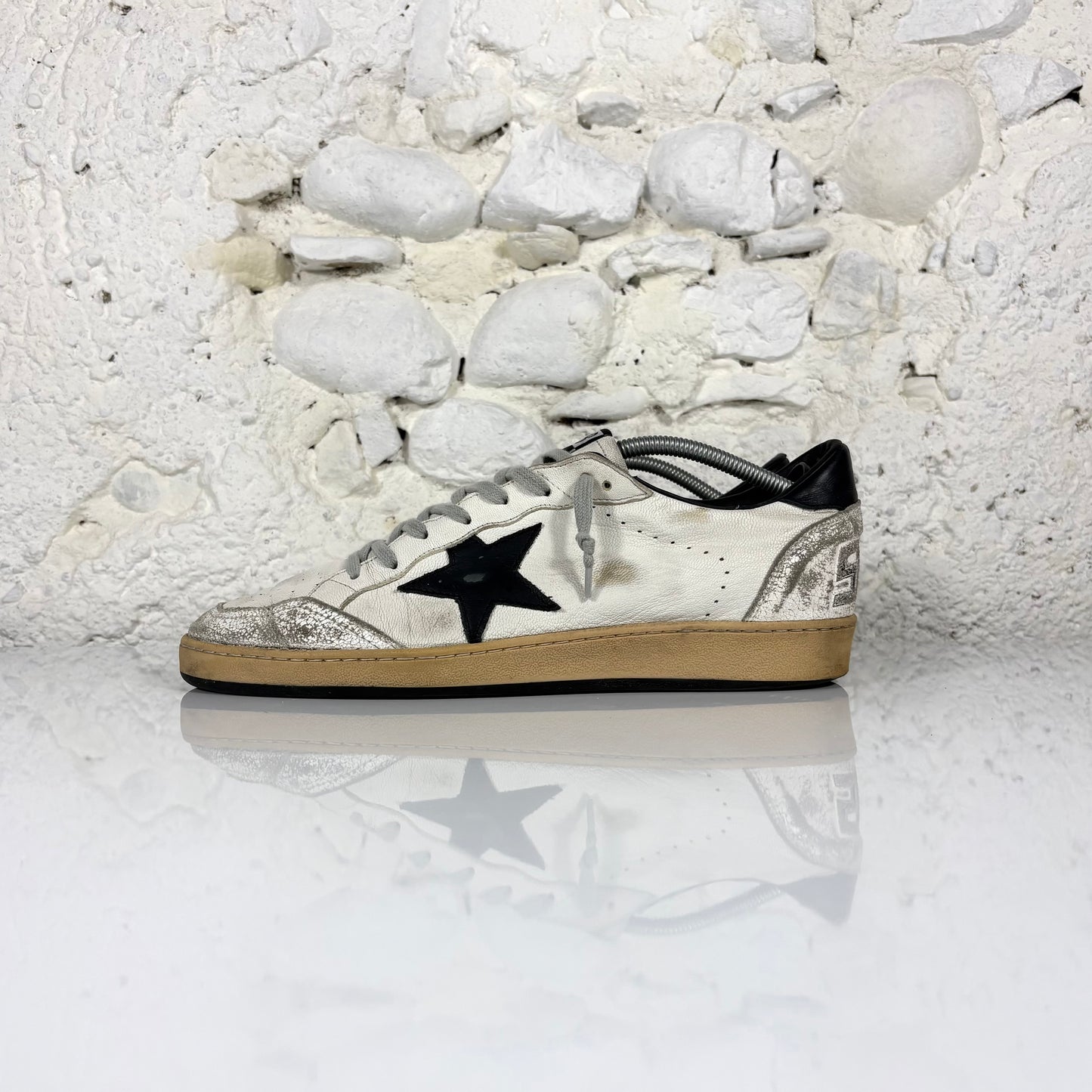 Golden goose Ballstar classiche bianche con stella e talloncini neri 44