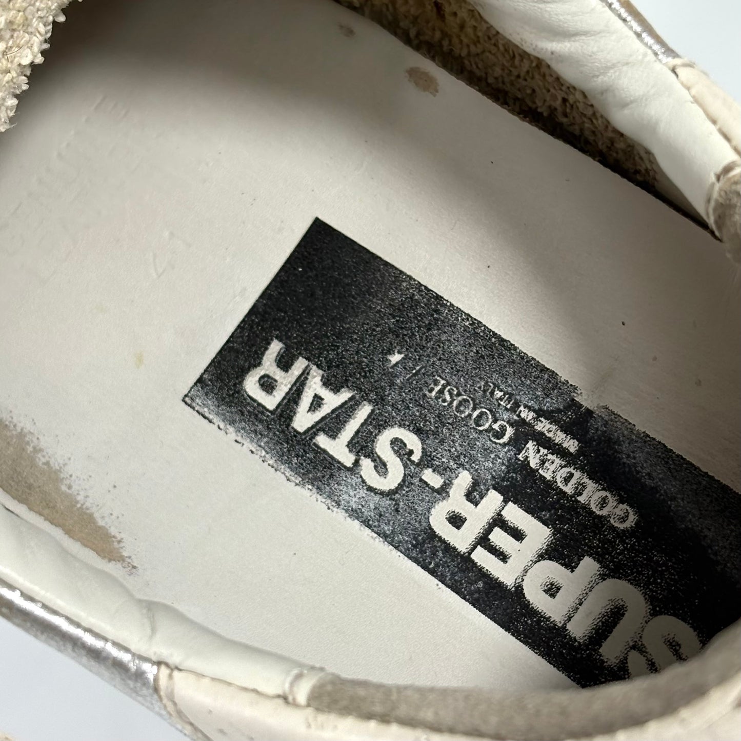 Golden goose Superstar-Penstar argento con stella e talloncini bianchi 41