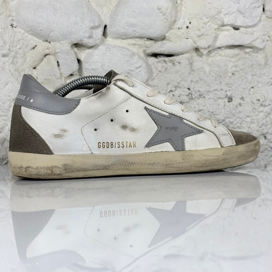 Golden goose Superstar bianche con stella e talloncini in grigio 37