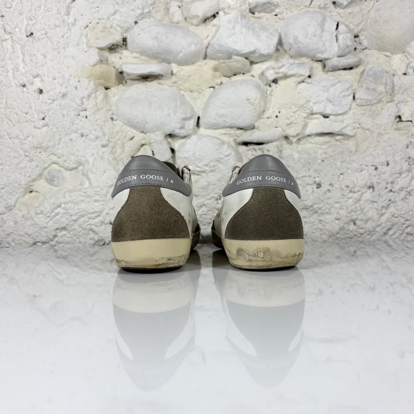 Golden goose Superstar bianche con stella e talloncini in grigio 37