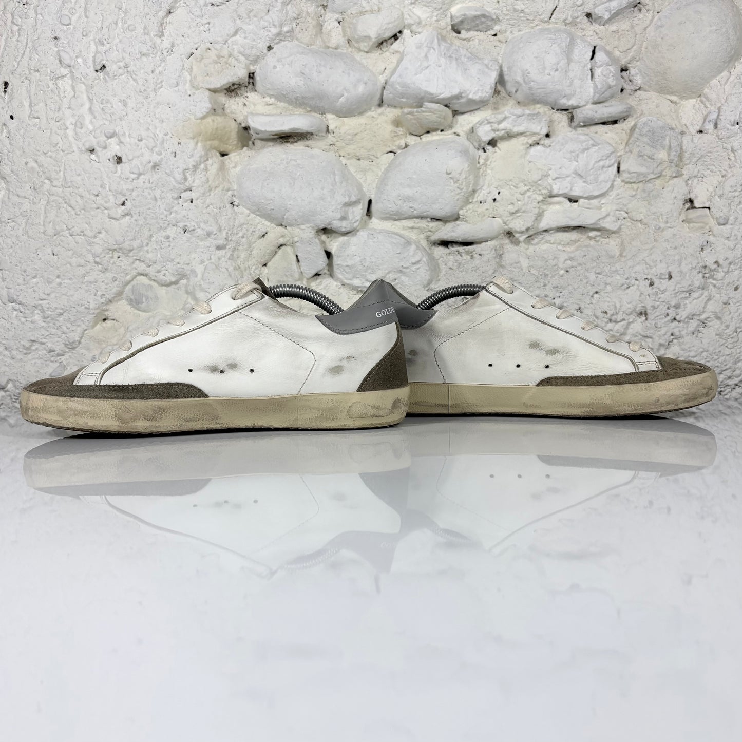 Golden goose Superstar bianche con stella e talloncini in grigio 37