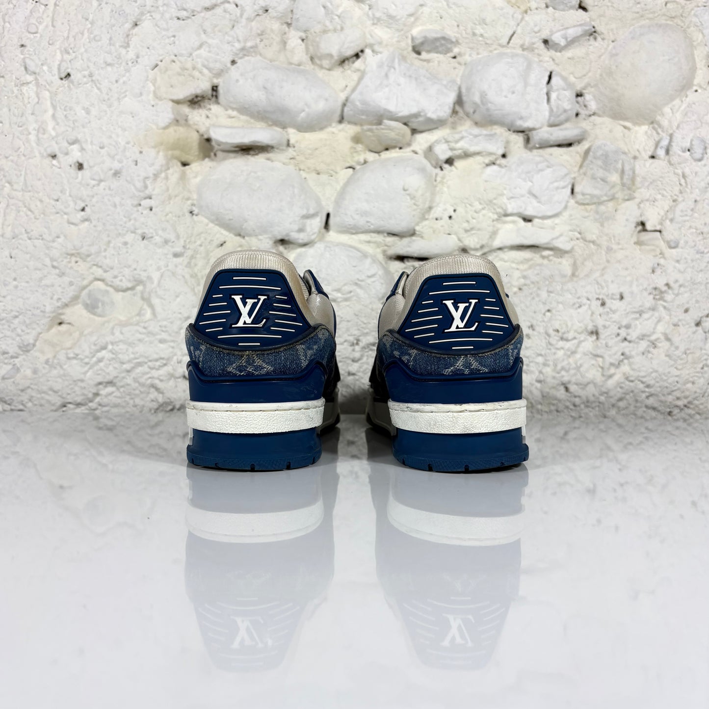 Louis Vuitton Trainer bianche e blu 38
