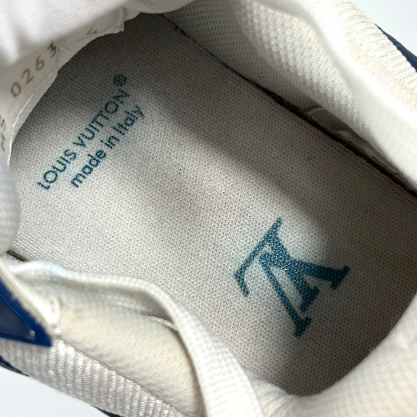 Louis Vuitton Trainer bianche e blu 38