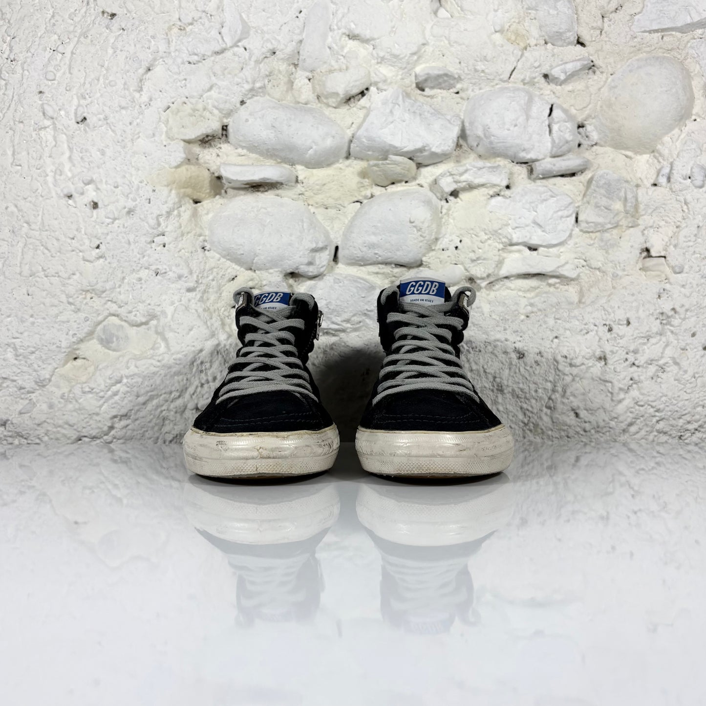 Golden goose Slide in tela nera con stella  e striscia bianca 39
