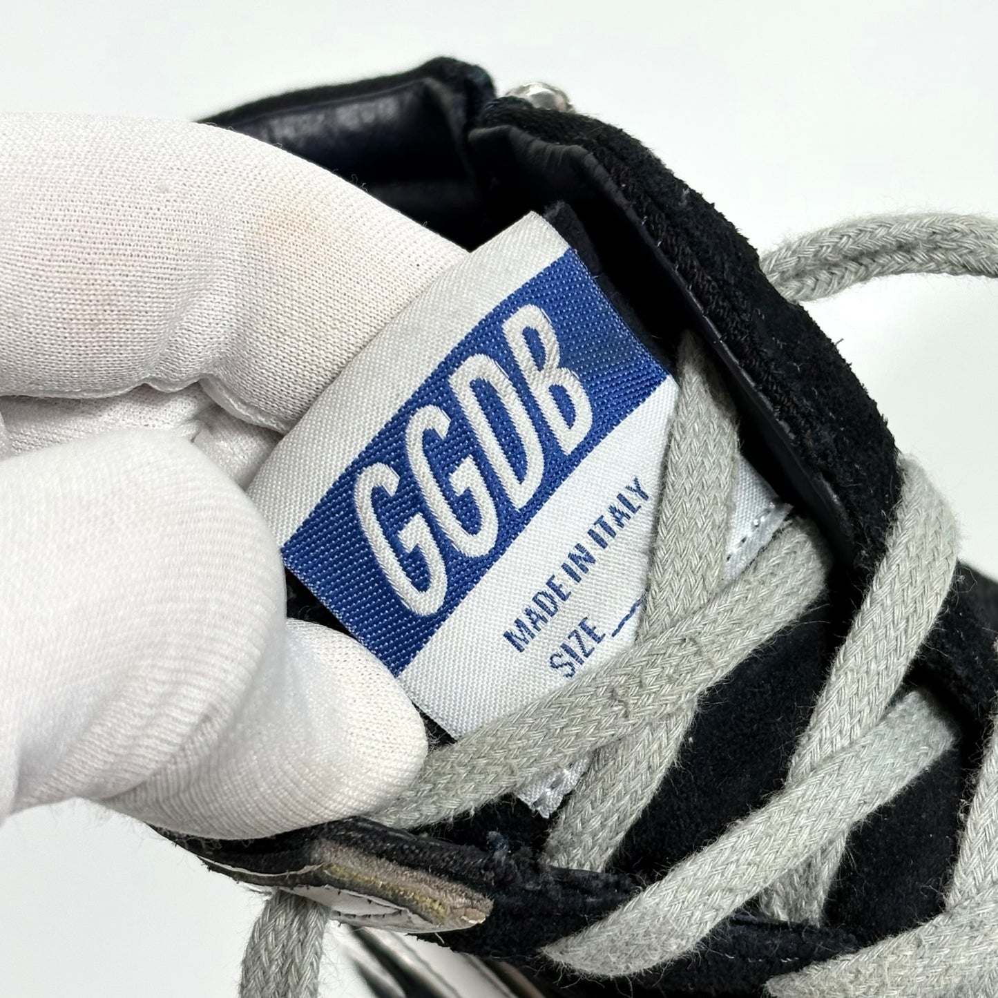 Golden goose Slide in tela nera con stella  e striscia bianca 39