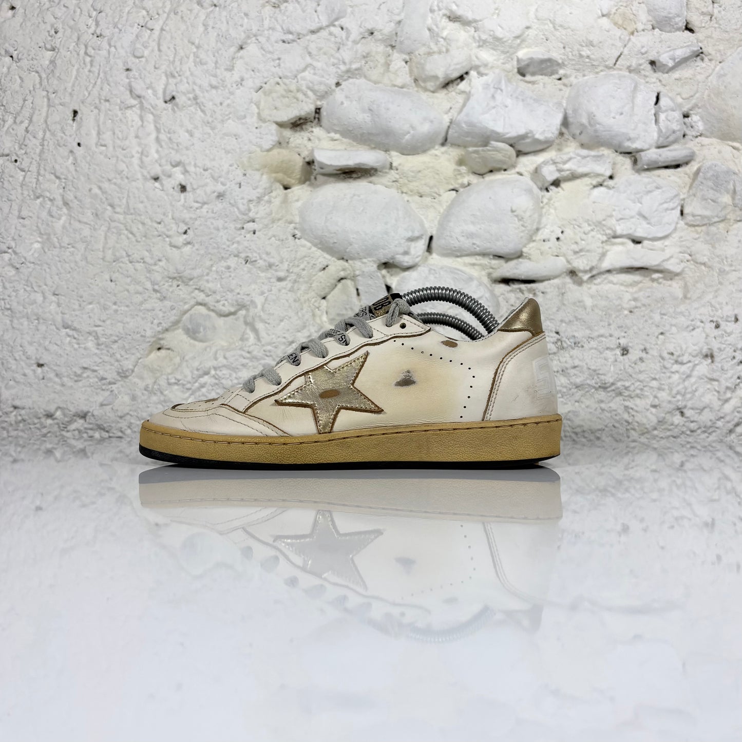 Golden goose Ballstar bianche con stella e talloncini oro 36