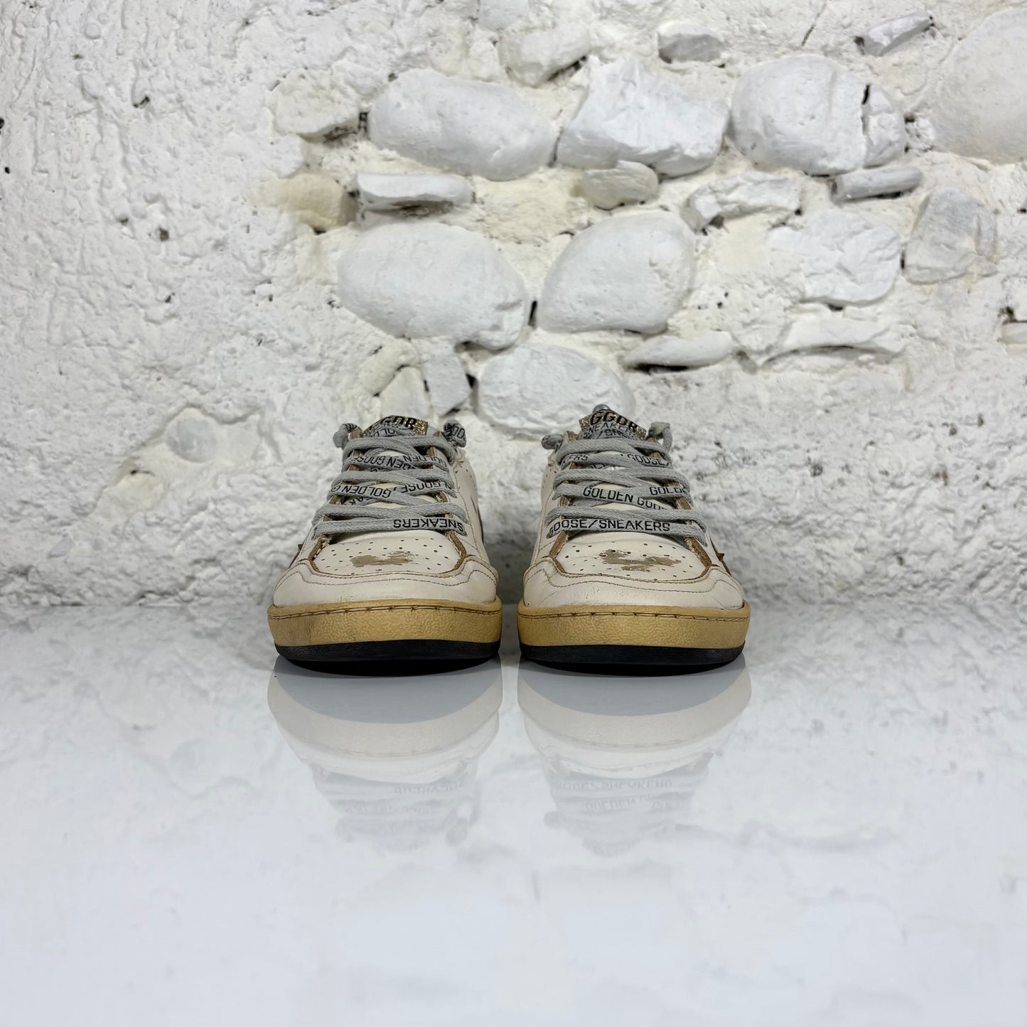 Golden goose Ballstar bianche con stella e talloncini oro 36