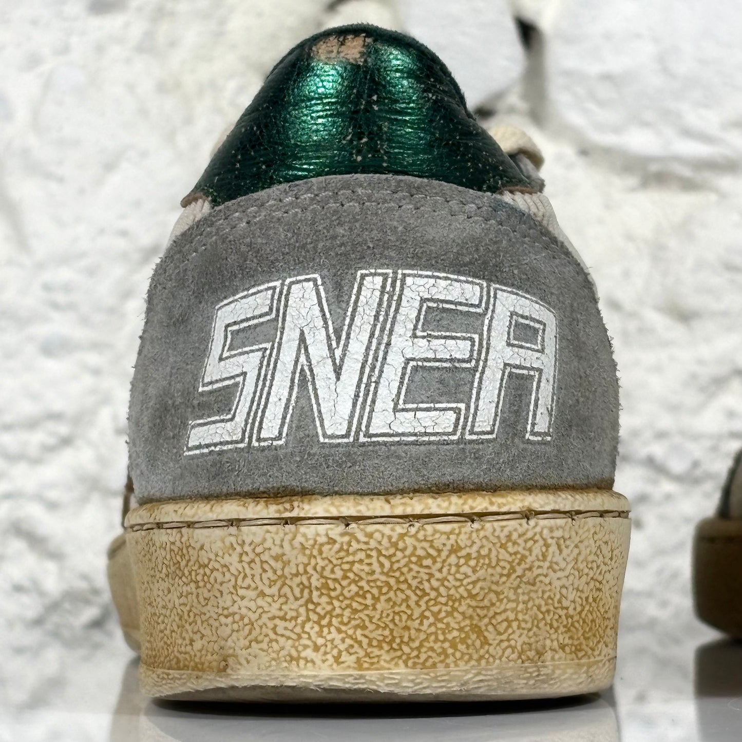 Golden goose Ballstar beige e grigio con stella e talloncini verde metallizzato 36