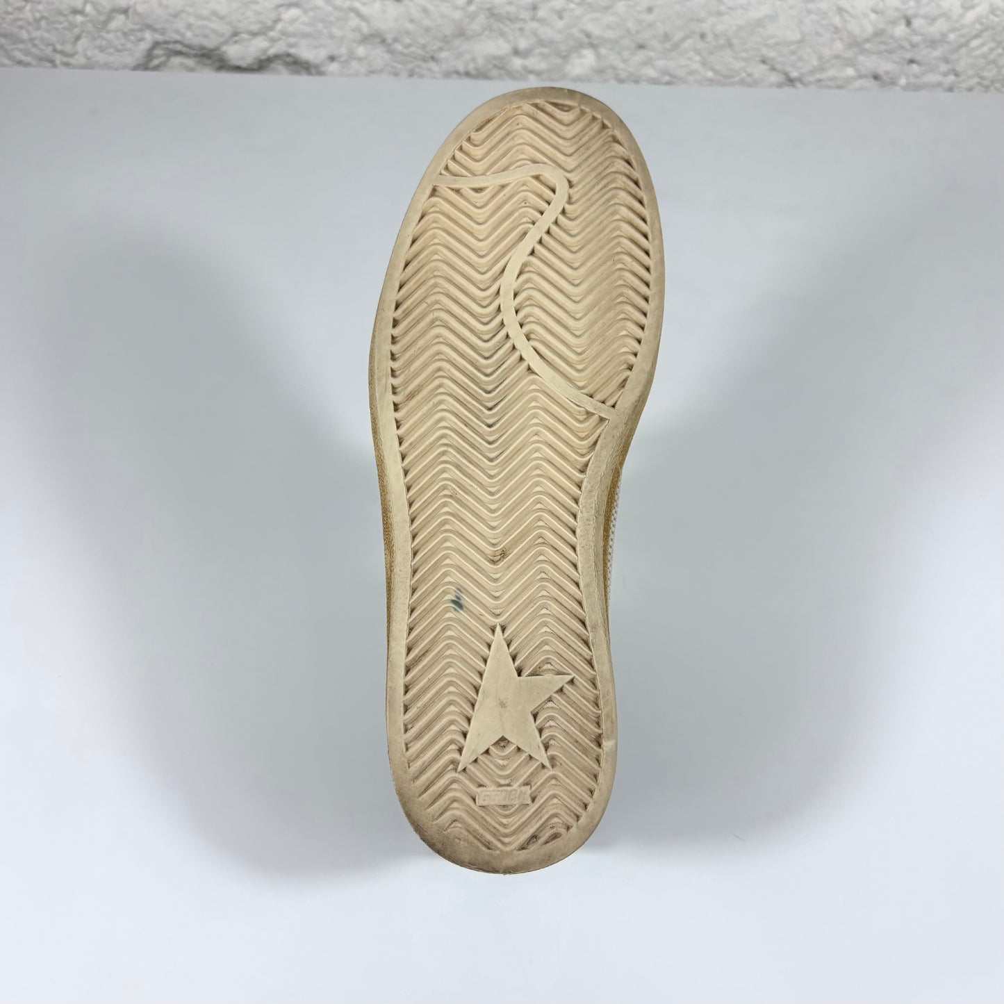 Golden goose Ballstar beige e grigio con stella e talloncini verde metallizzato 36