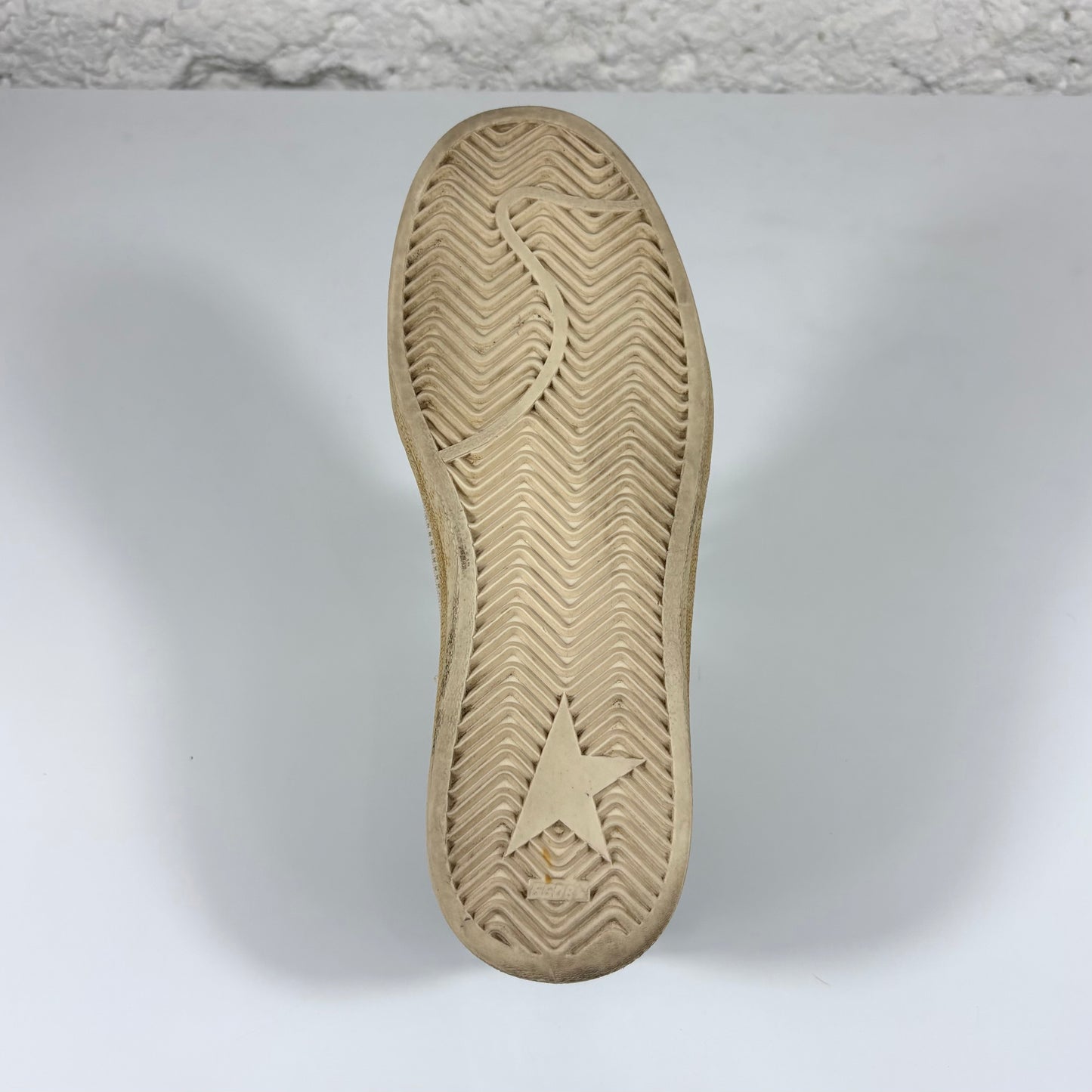 Golden goose Ballstar beige e grigio con stella e talloncini verde metallizzato 36