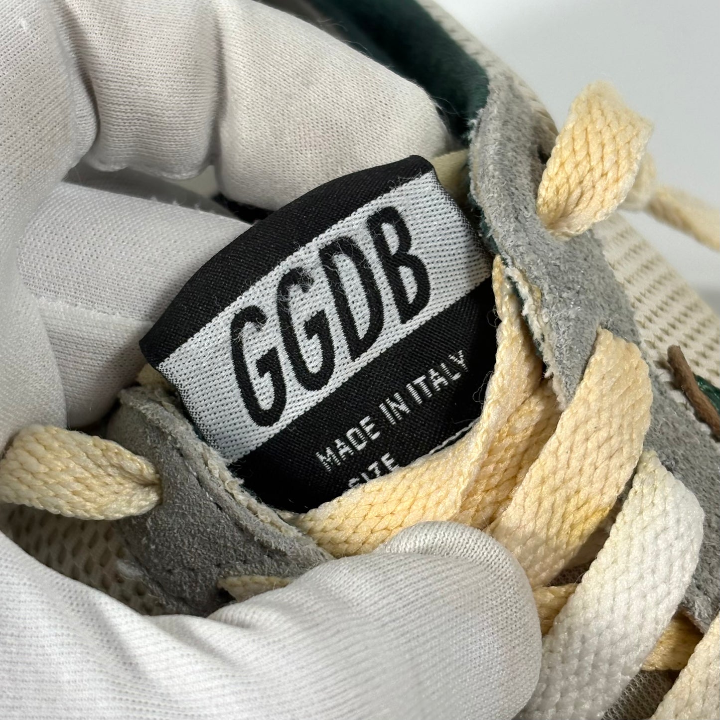 Golden goose Ballstar beige e grigio con stella e talloncini verde metallizzato 36