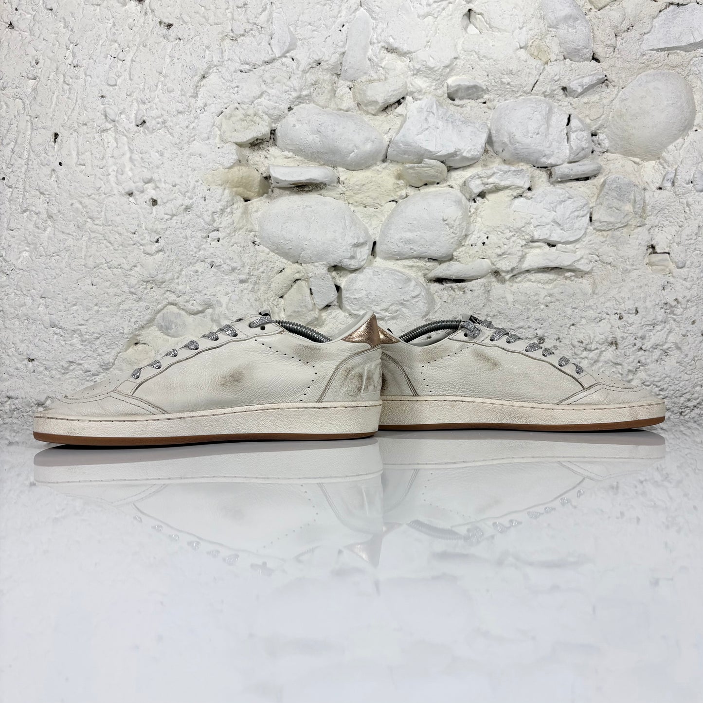 Golden goose Ballstar bianche con stella blu e talloncini dorati 37
