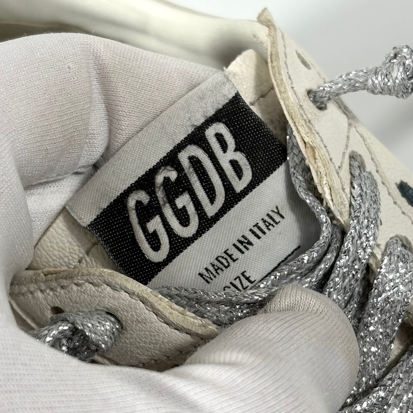 Golden goose Ballstar bianche con stella blu e talloncini dorati 37