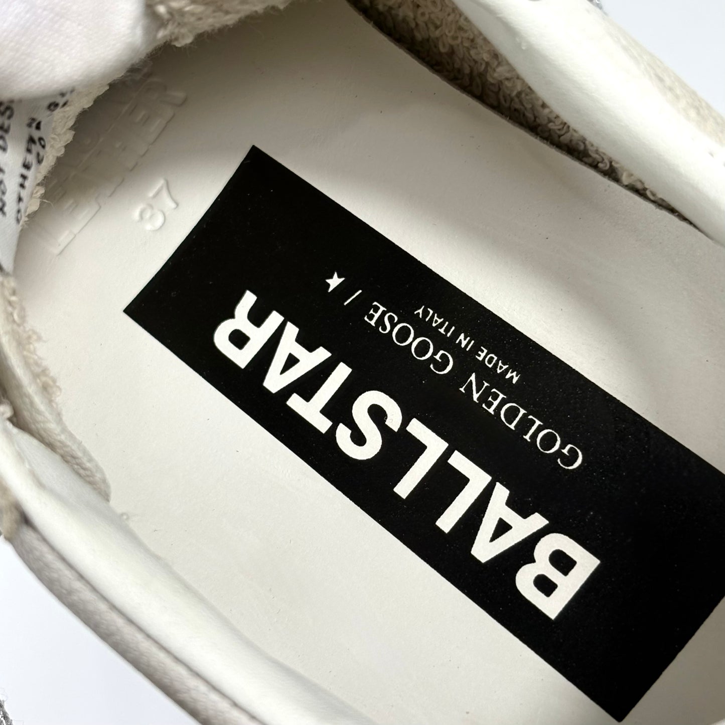 Golden goose Ballstar bianche con stella blu e talloncini dorati 37