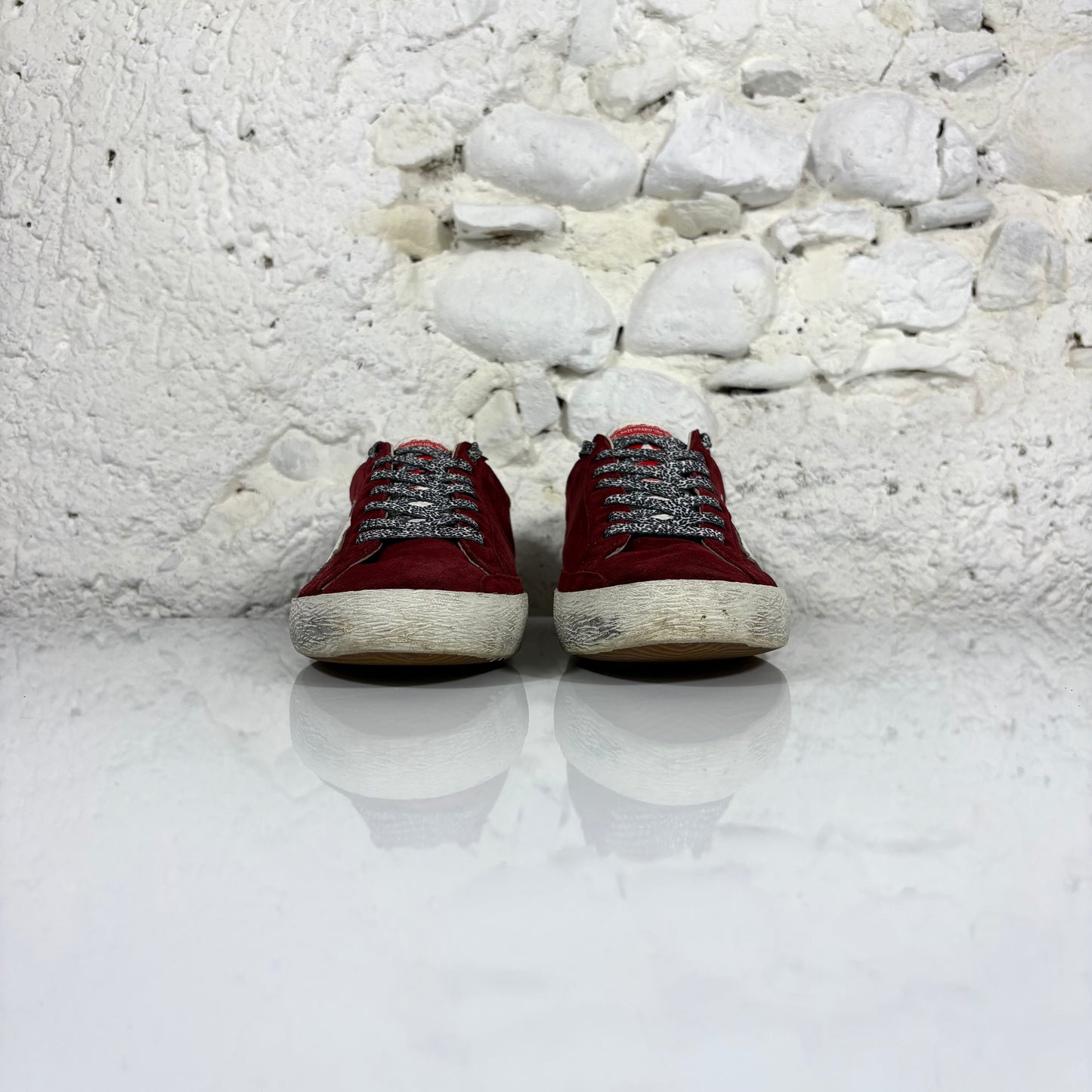 Golden goose Superstar bordeaux con stella e talloncini e bianchi 41